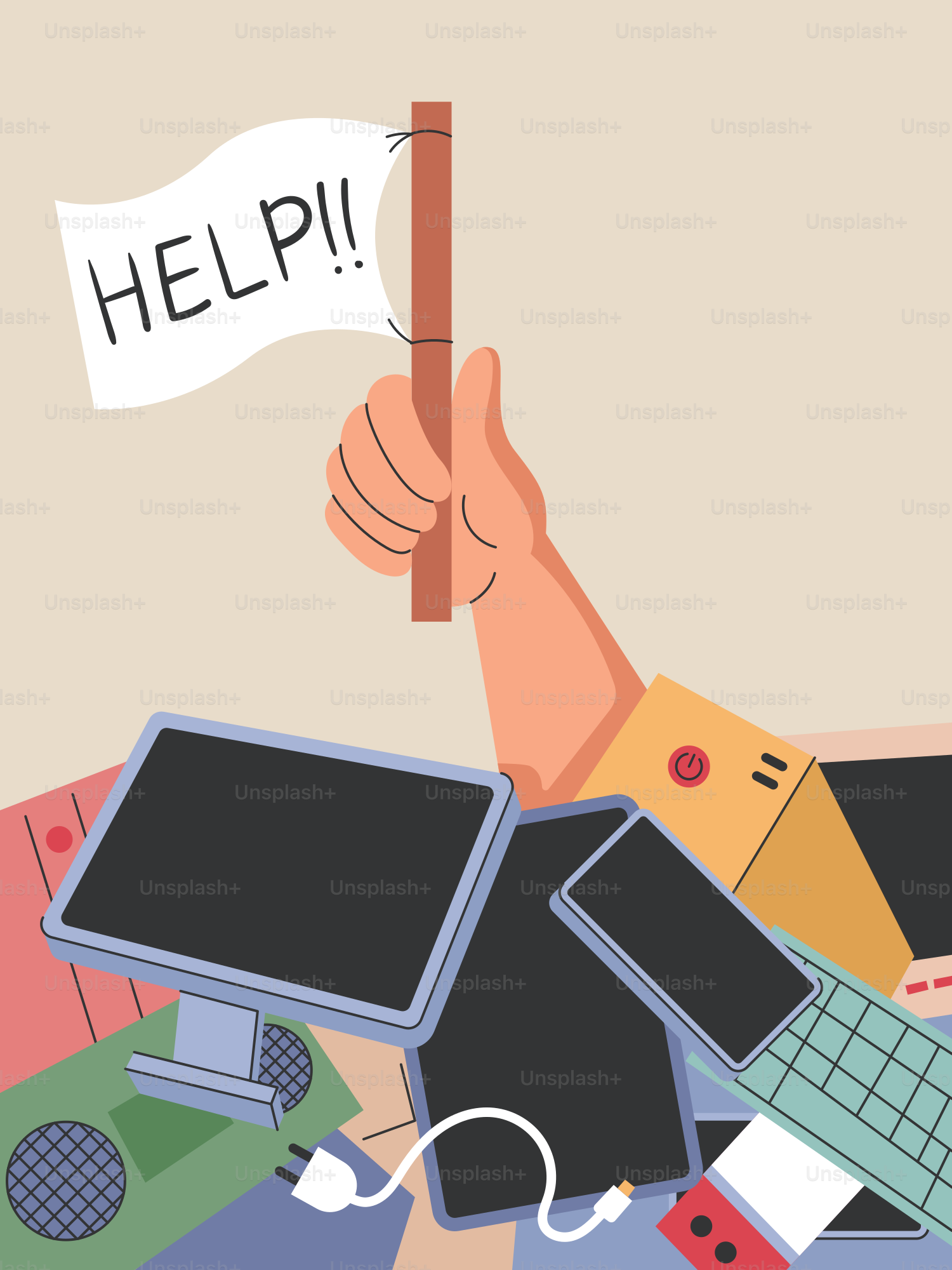 Eine Person, die ein Schild mit der Aufschrift Hilfe hält