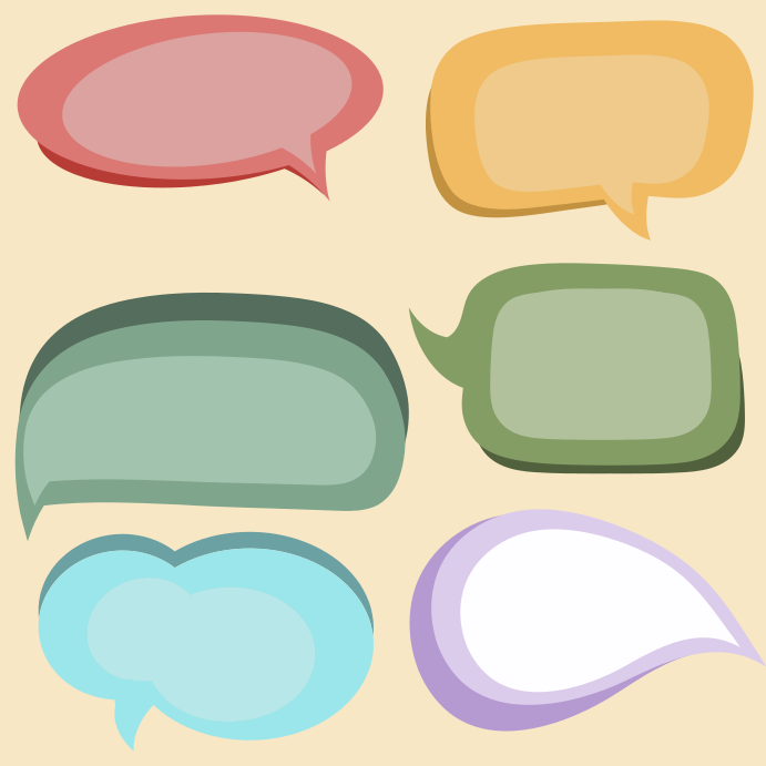 Un grupo de globos de diálogo sobre una mesa