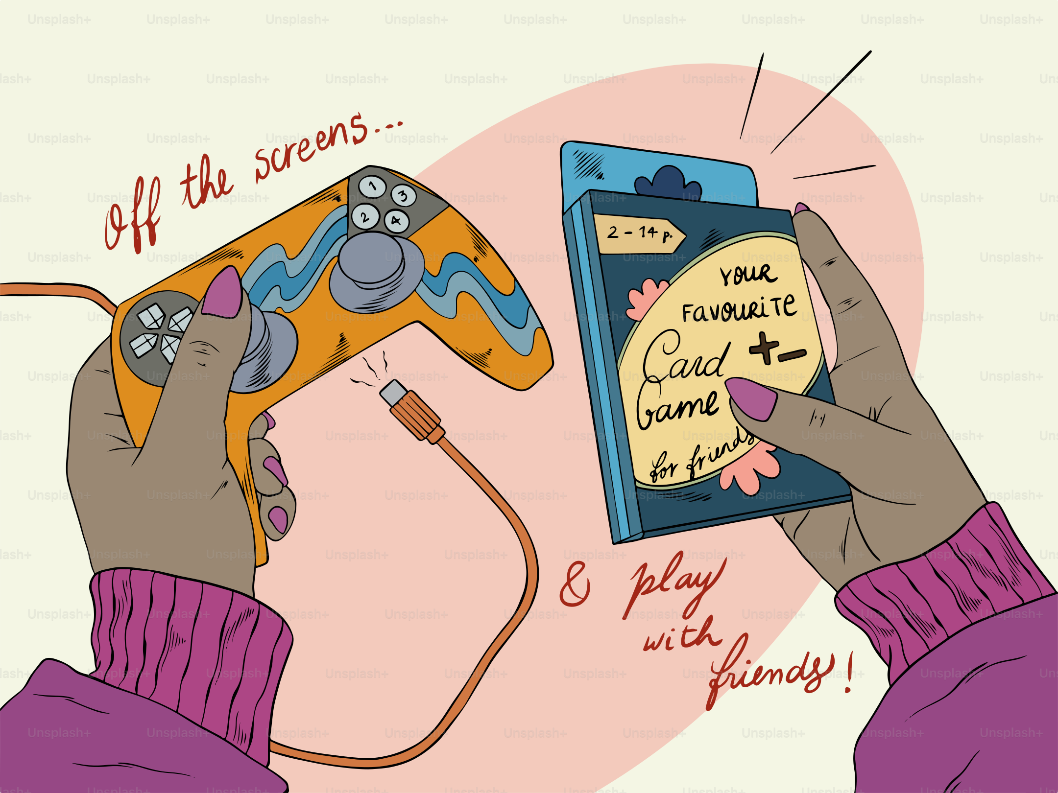 A drawing of a person holding a video game controller