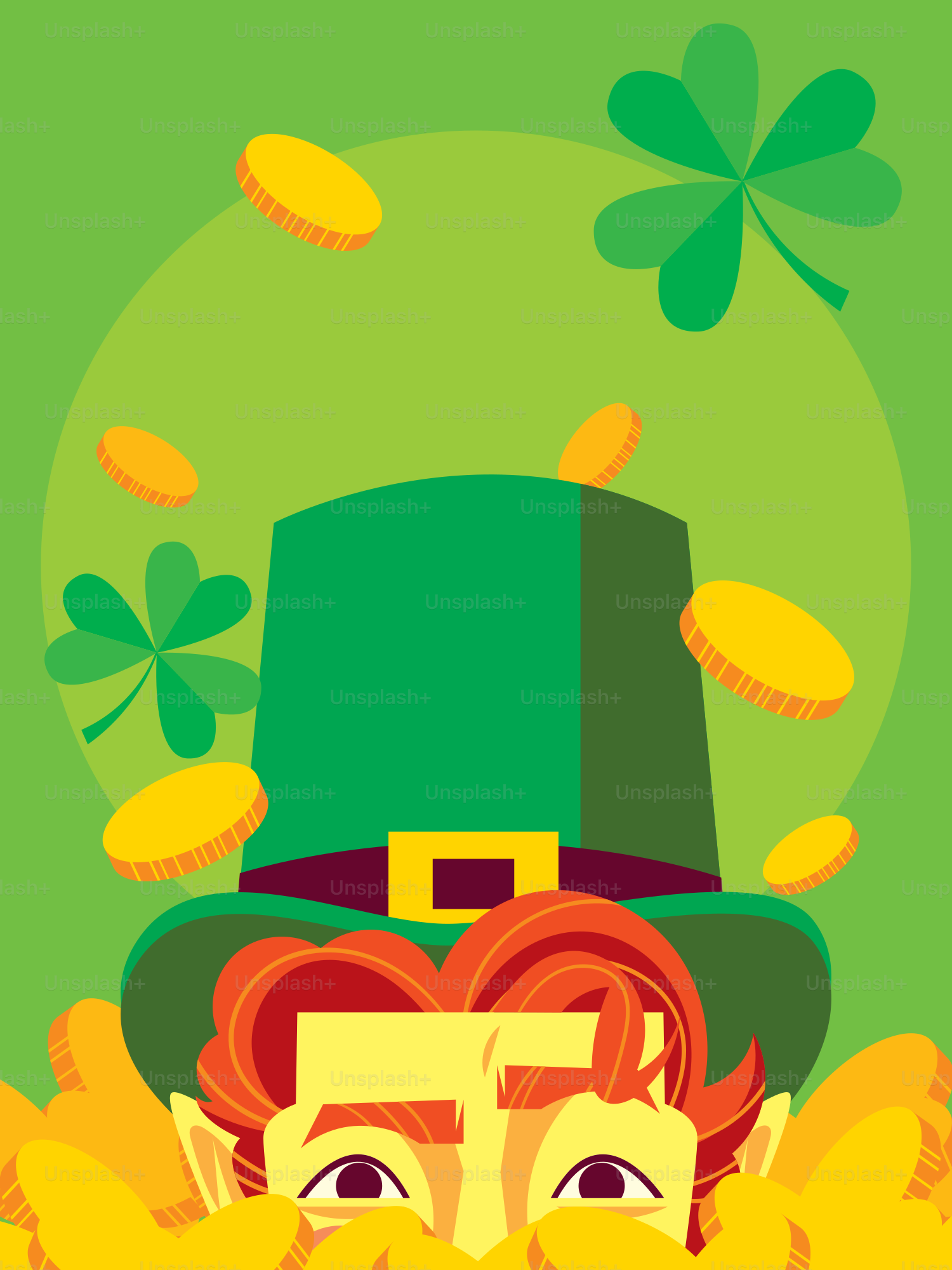 A woman with a green hat and a green clover