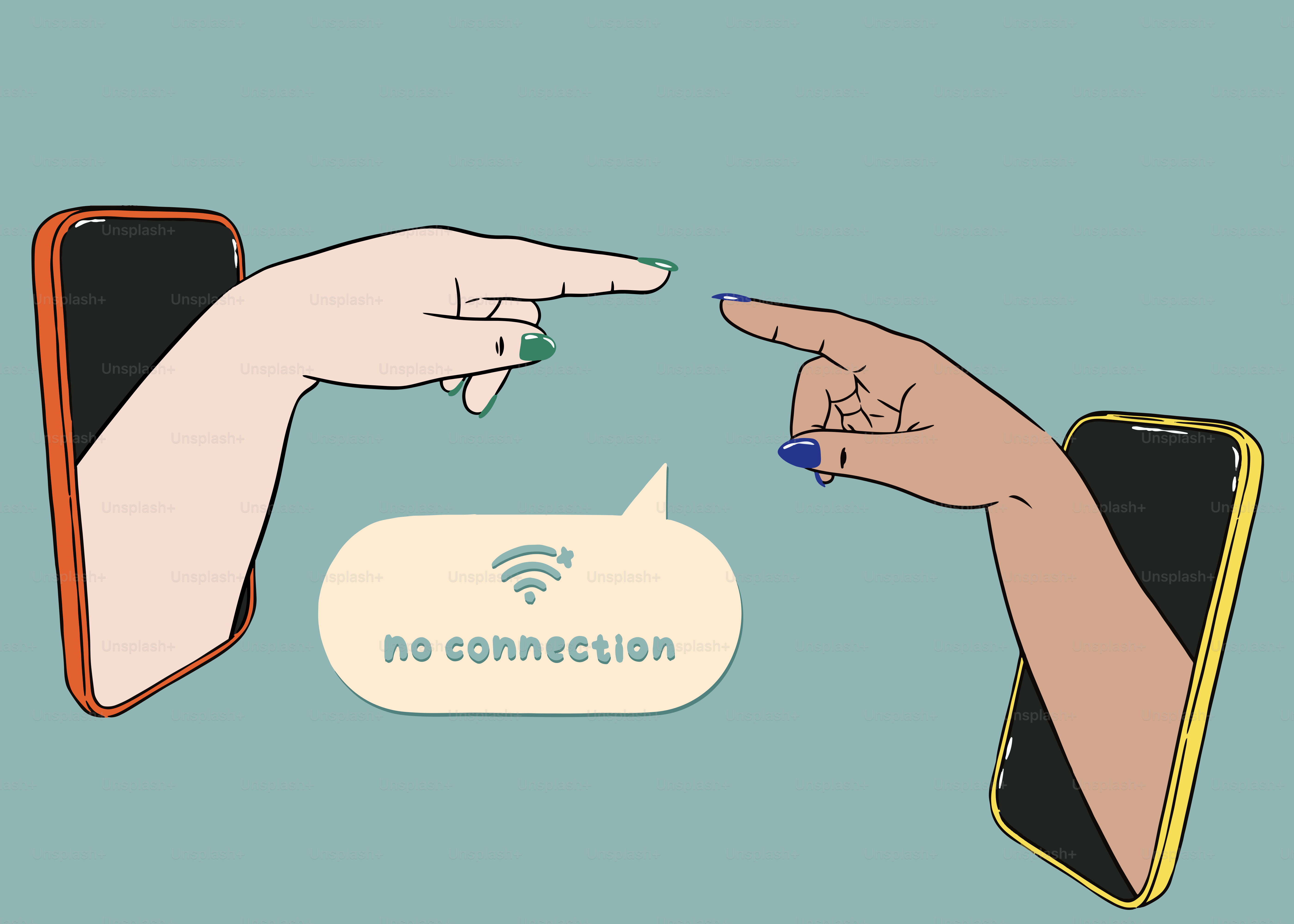 A couple of hands touching each other over a cell phone