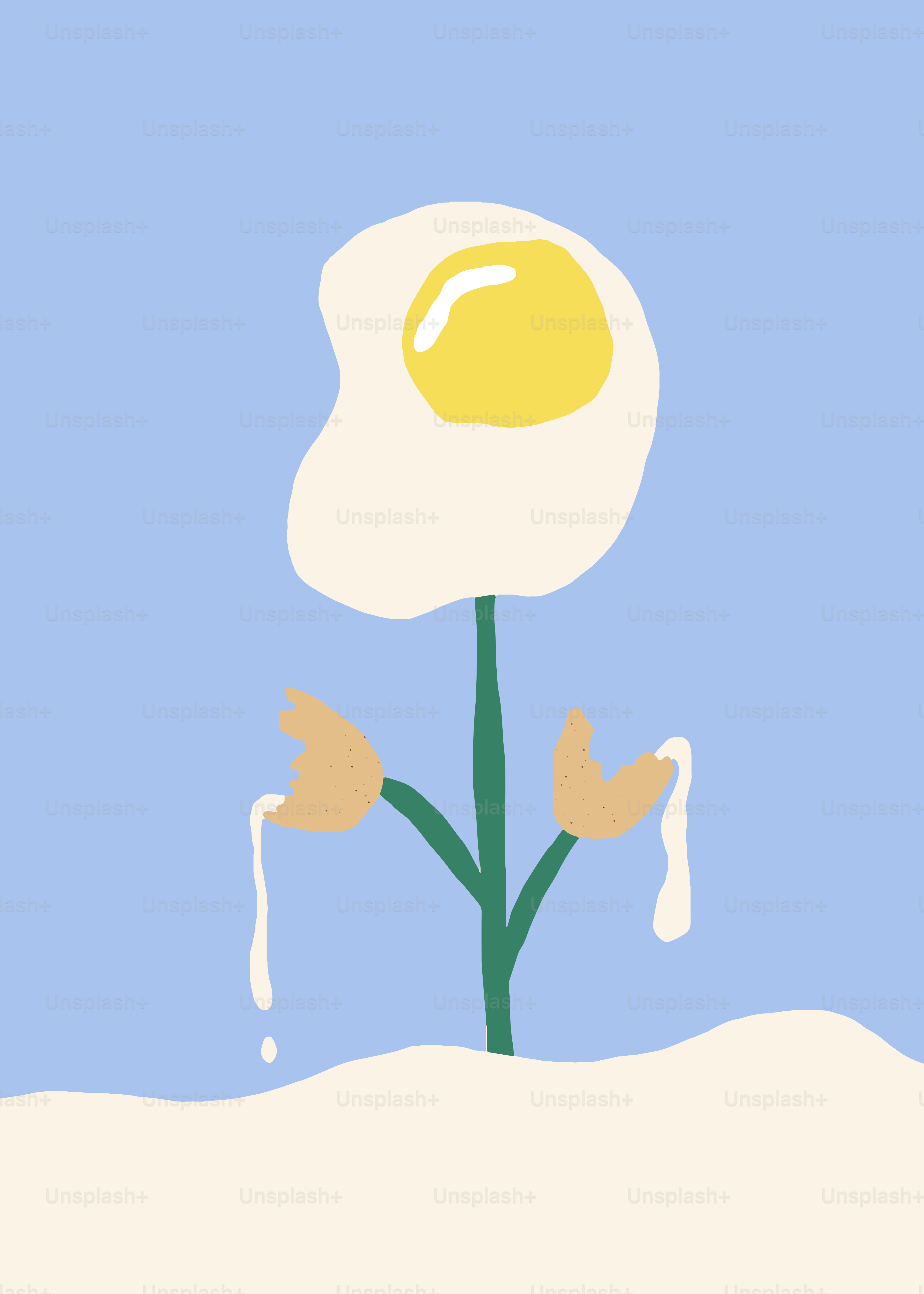 A cartoon of a flower in the snow
