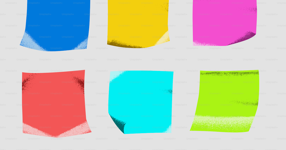 A group of different colored sticky notes on a white background vector ...