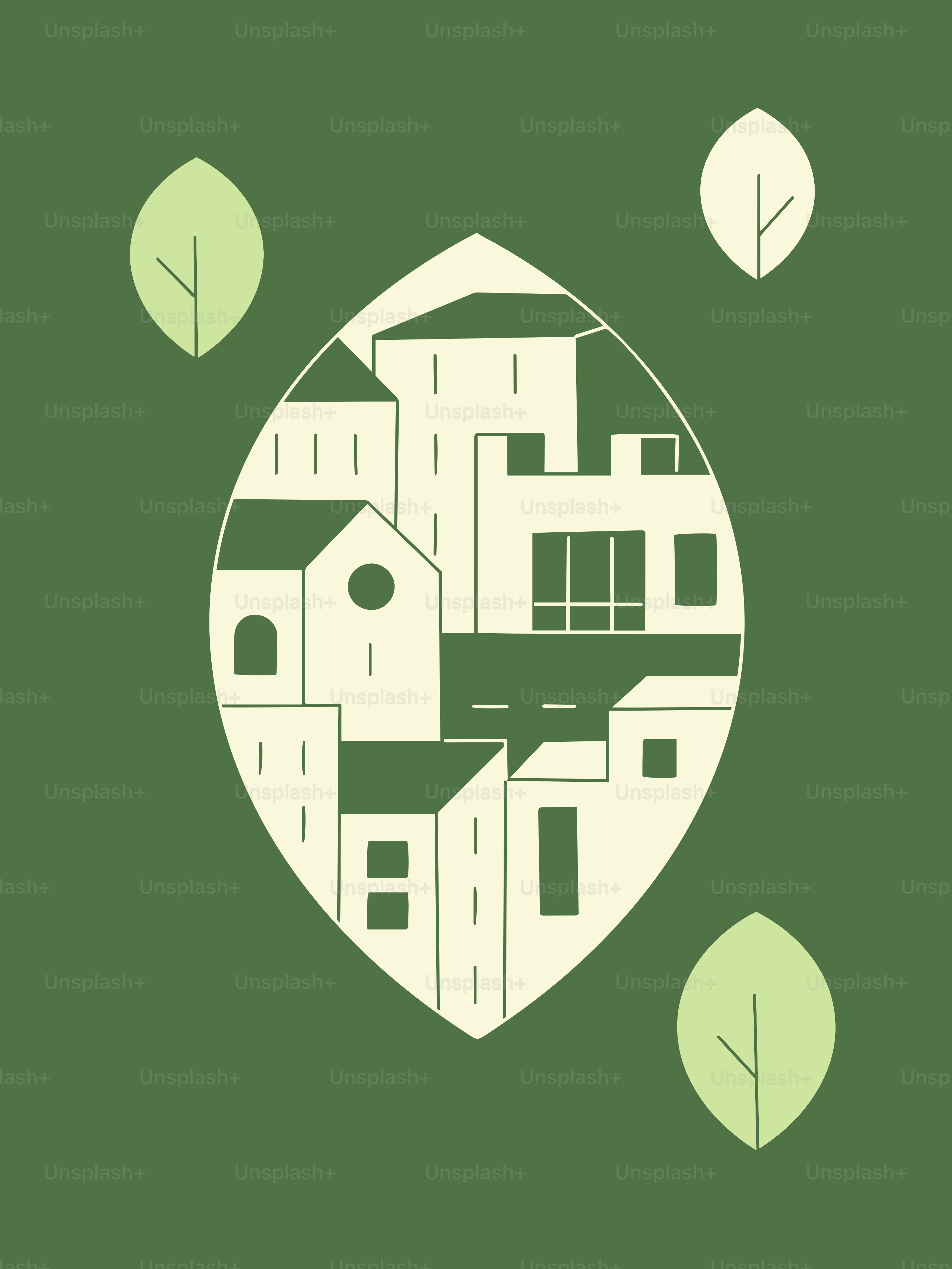 A green cover with a picture of a house and trees
