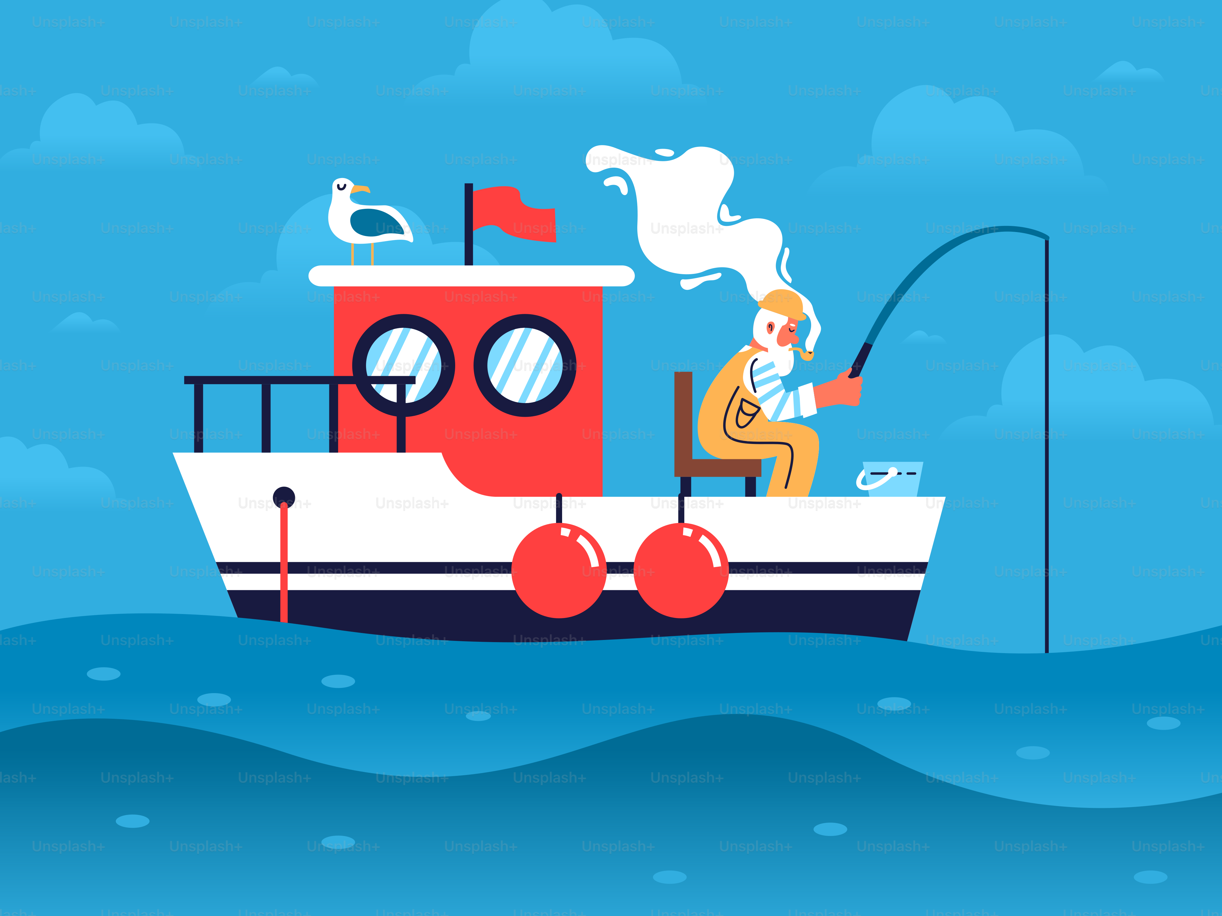 A man fishing on a boat in the ocean