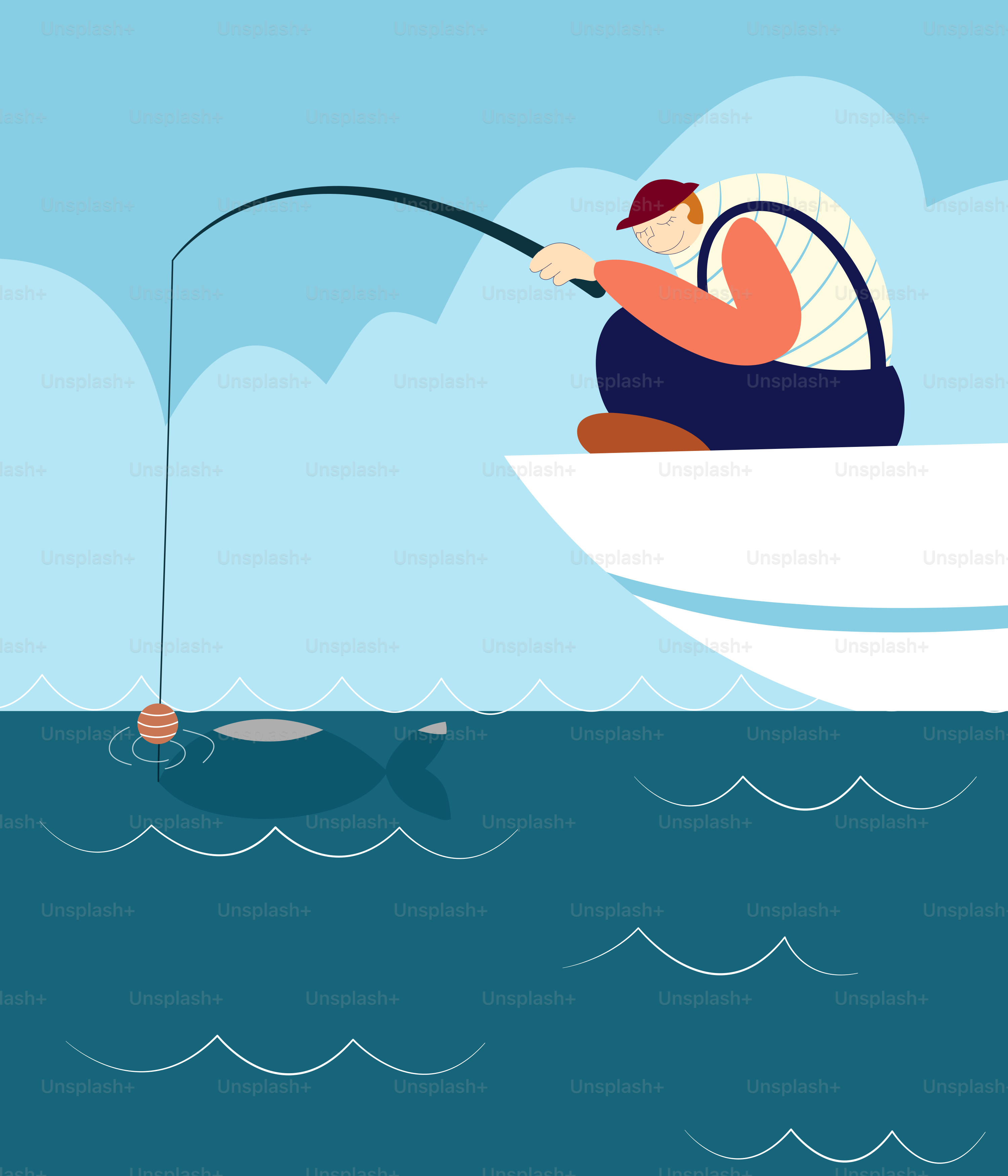 A man fishing on a boat in the ocean