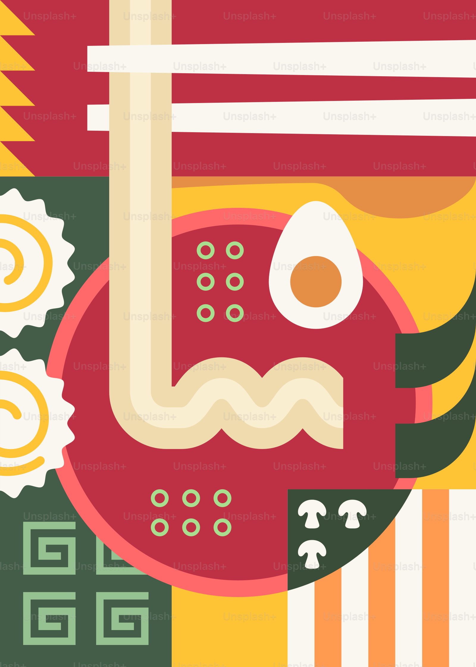 Una pintura abstracta de un pájaro rojo con un fondo amarillo