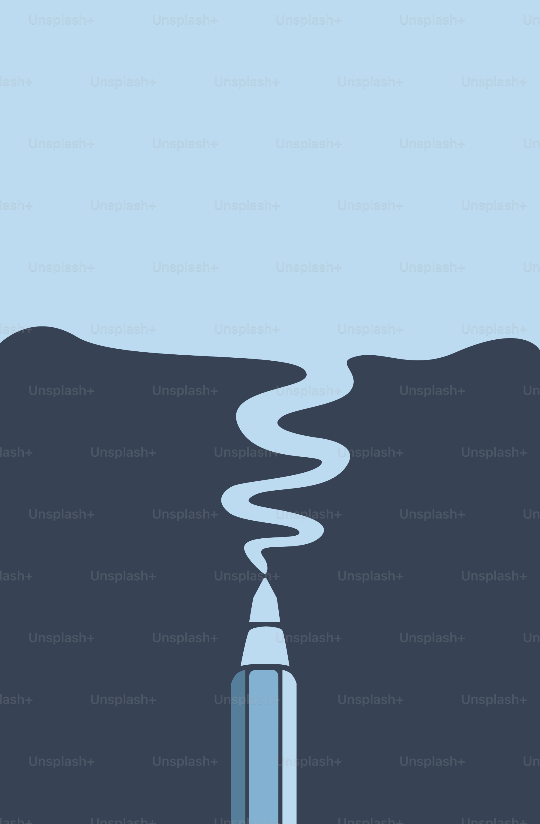 Um desenho de um lápis com uma espiral saindo dele