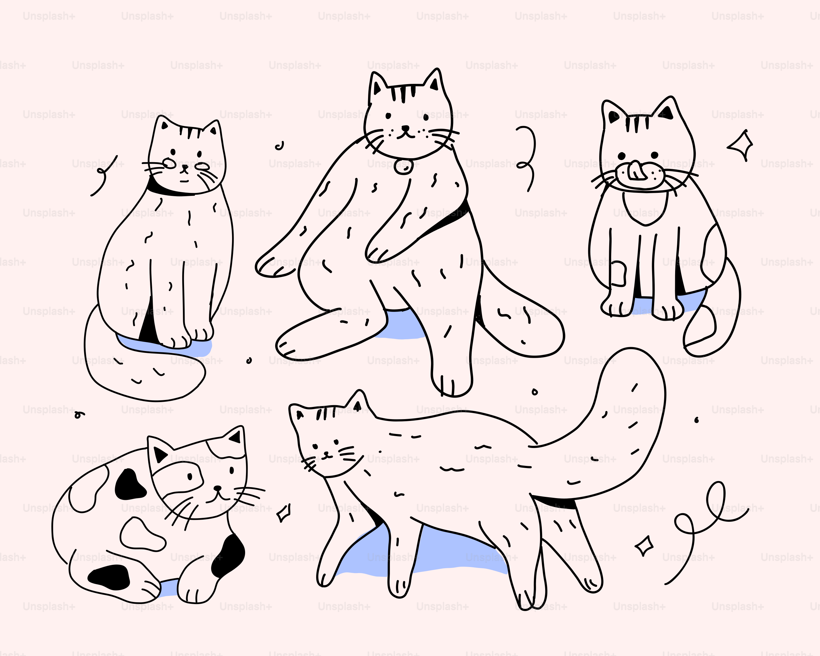 Eine Gruppe von Katzen, die übereinander sitzen