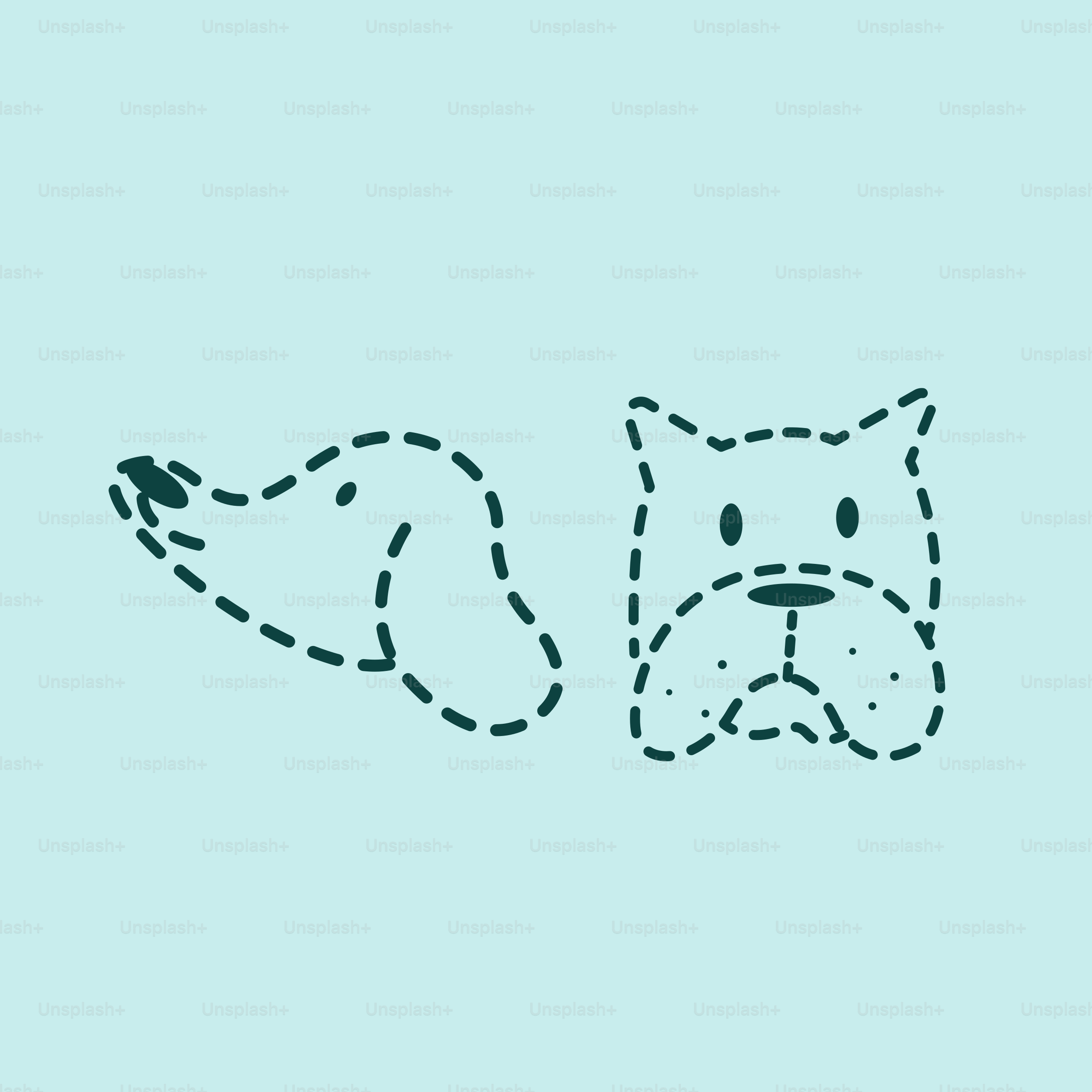 Un dibujo de un perro sobre fondo azul