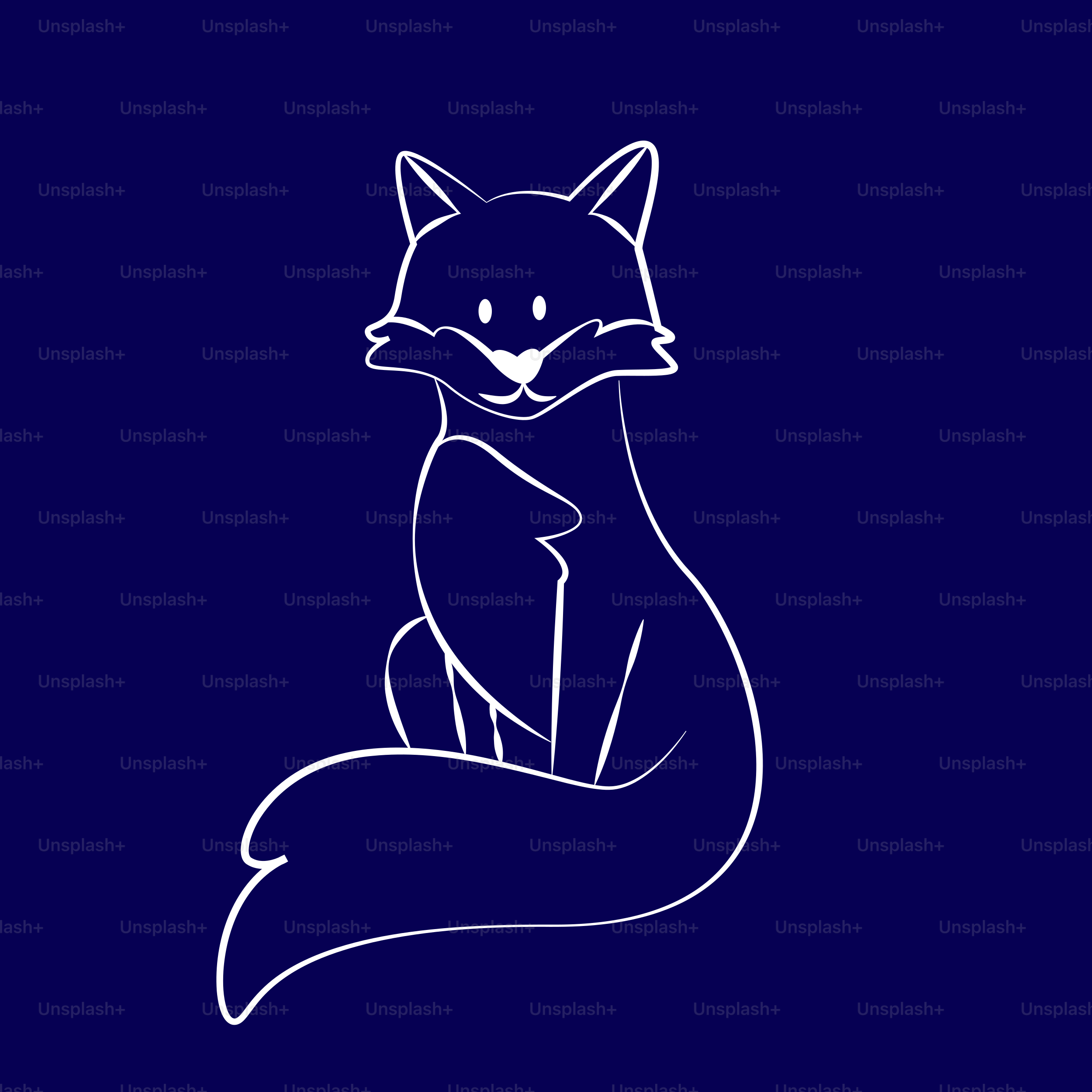 A drawing of a fox on a blue background