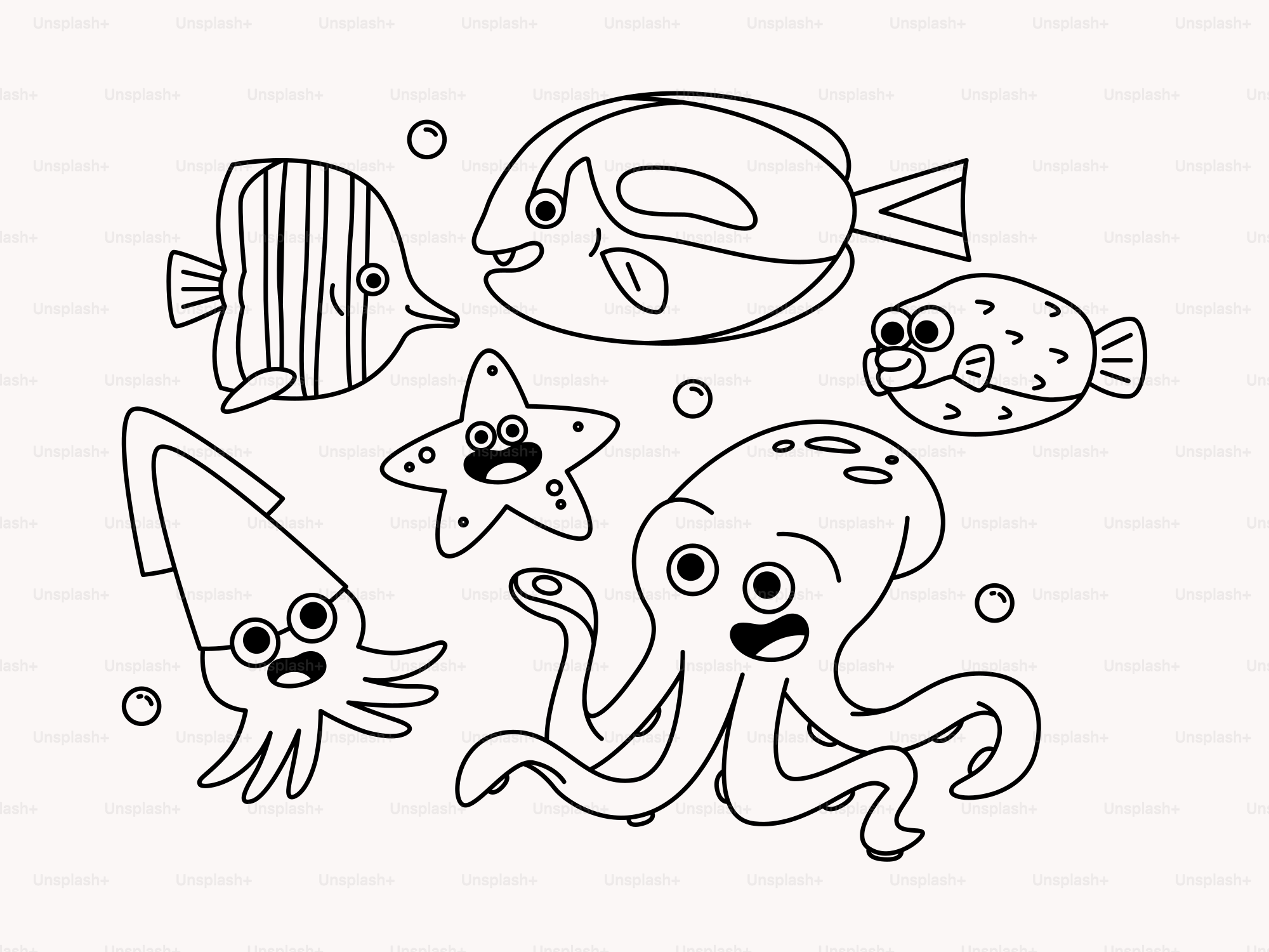 Un dessin d'un groupe d'animaux marins vectoriel – Image de Animal sur  Unsplash, image size:3000x2250