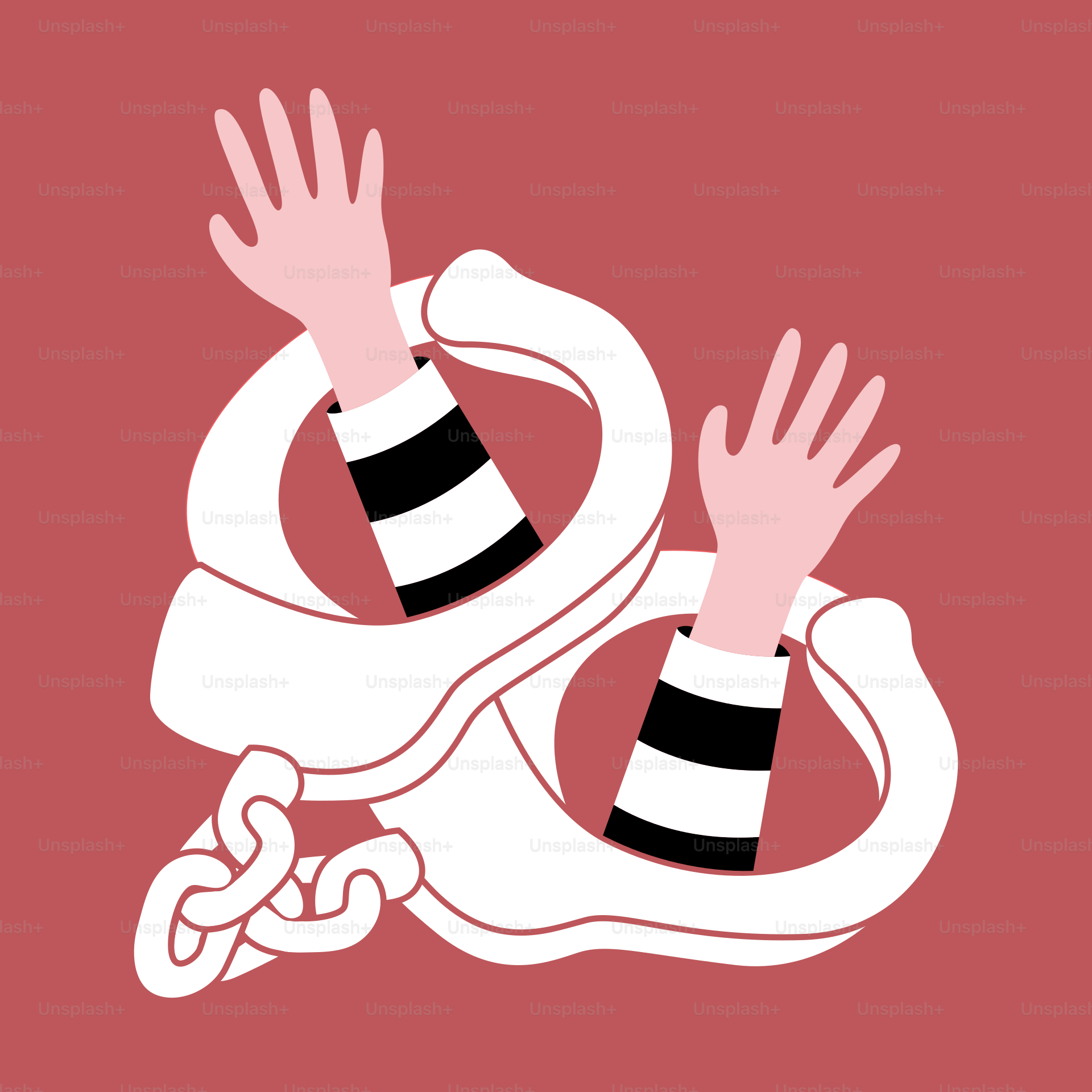 Une paire de mains enchaînées à une chaîne