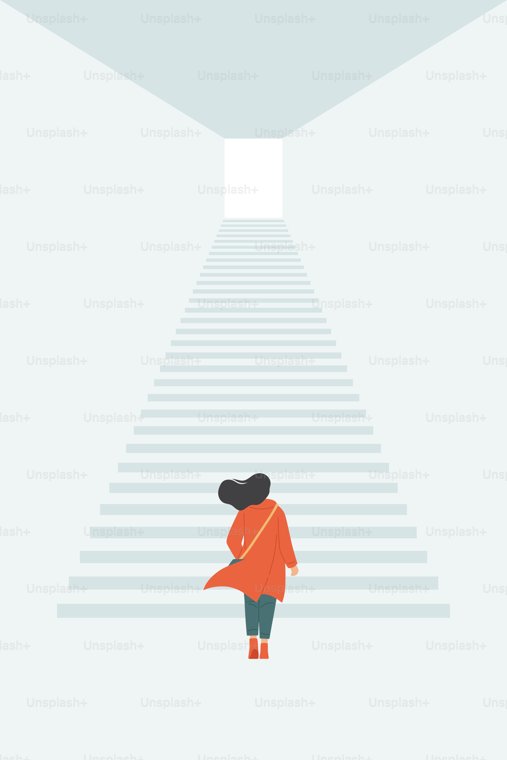 A woman walking up a set of stairs