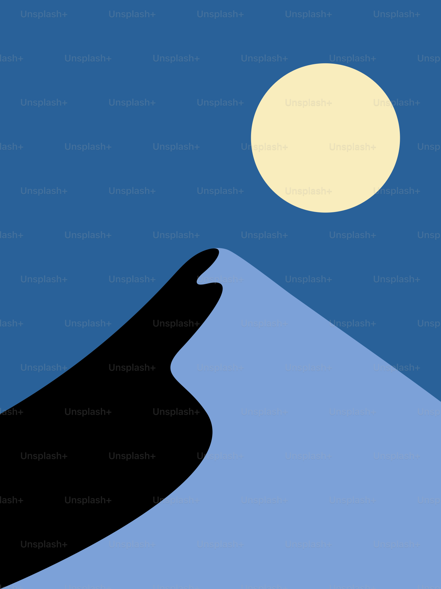 A picture of a mountain with a full moon in the background vector ...