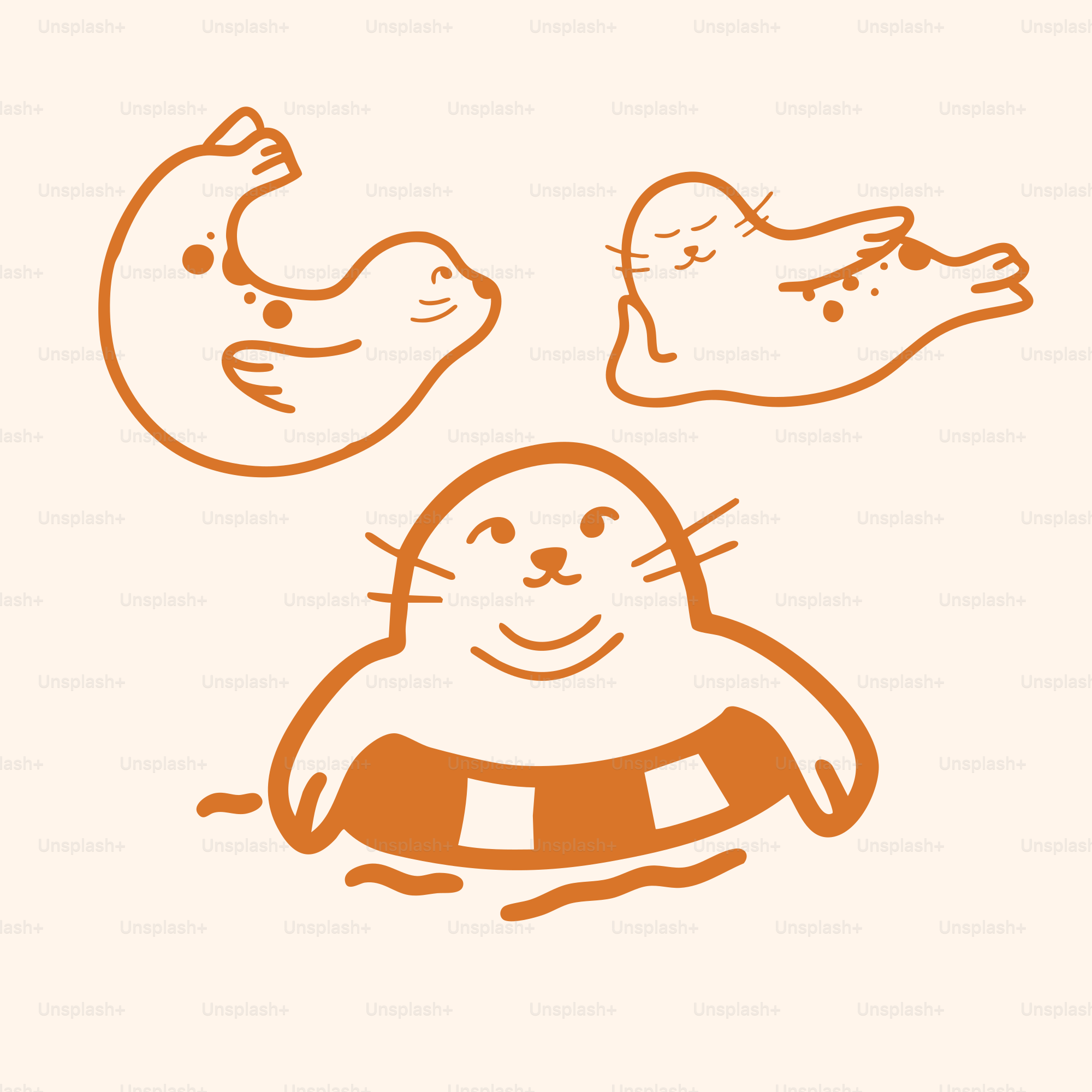 A drawing of a cat floating in the water