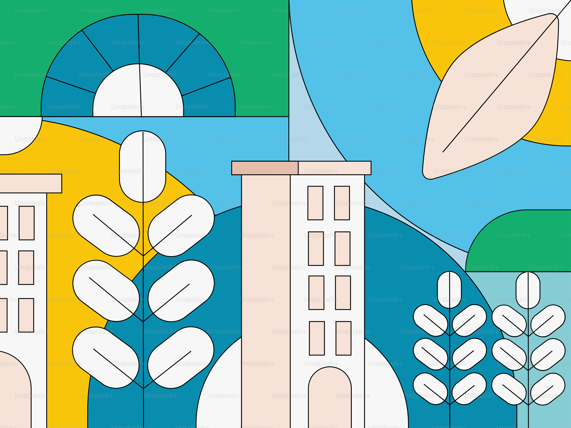 A picture of a city with buildings and trees