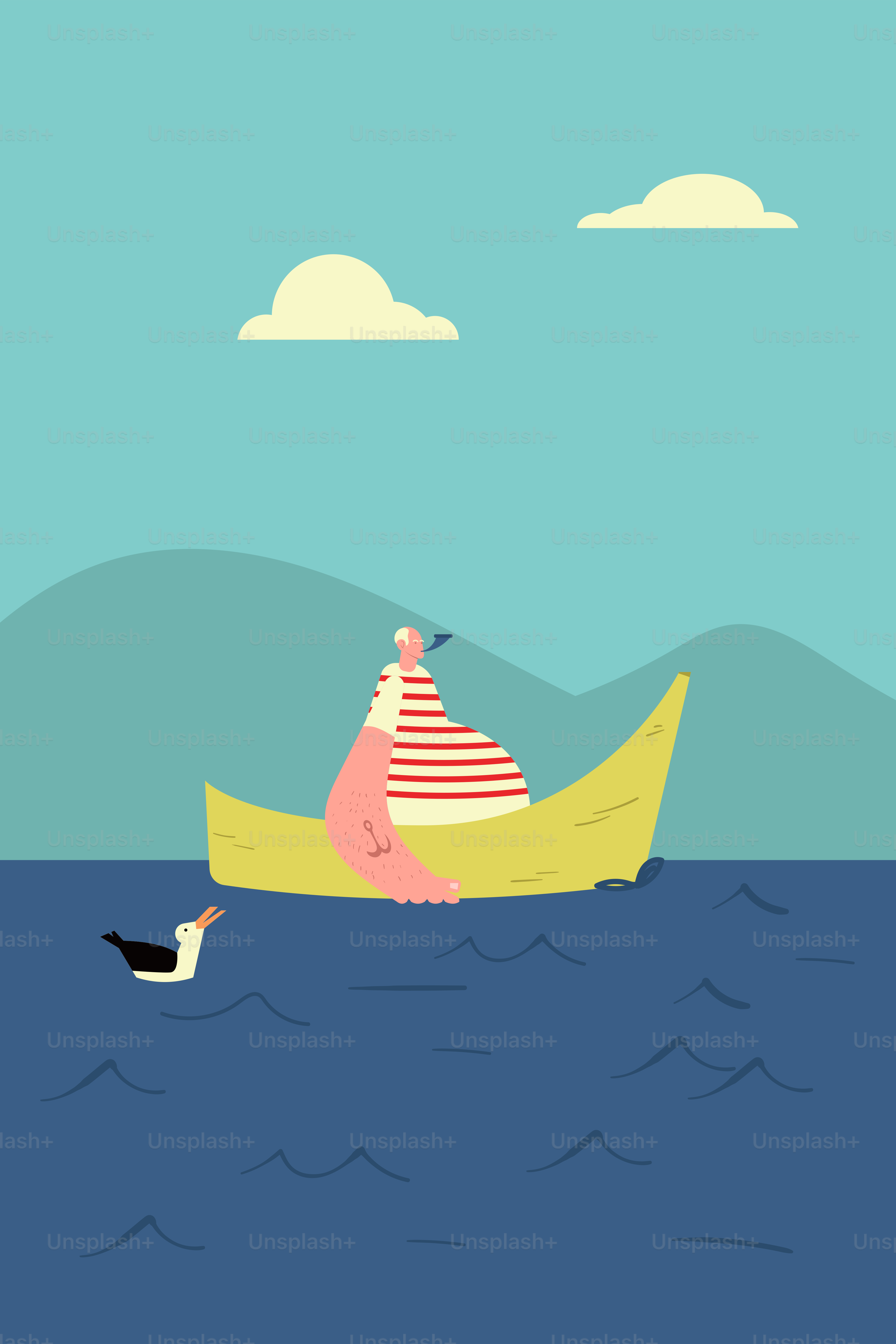 A person in a boat floating on the water