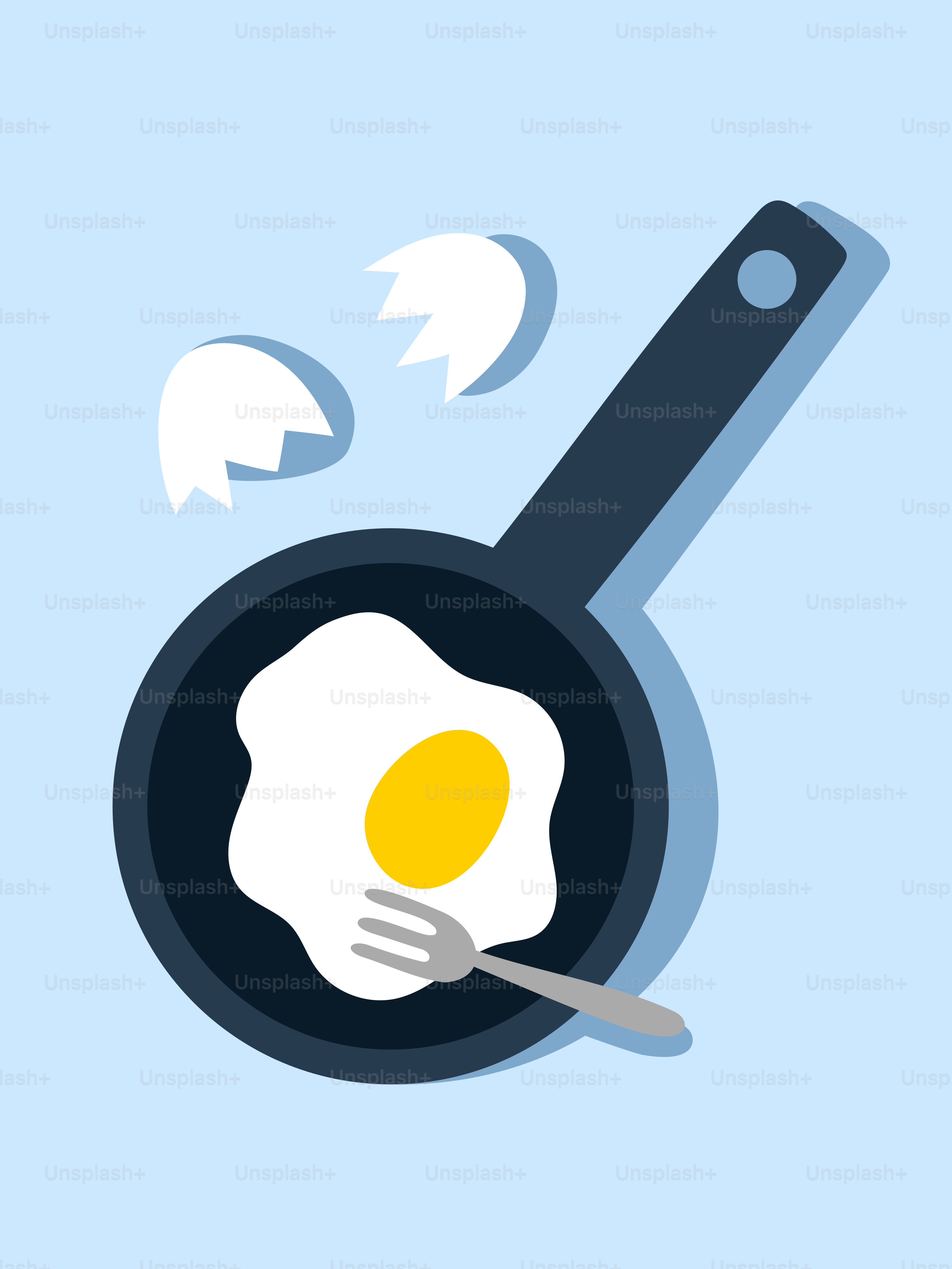 A frying pan with a fried egg on it