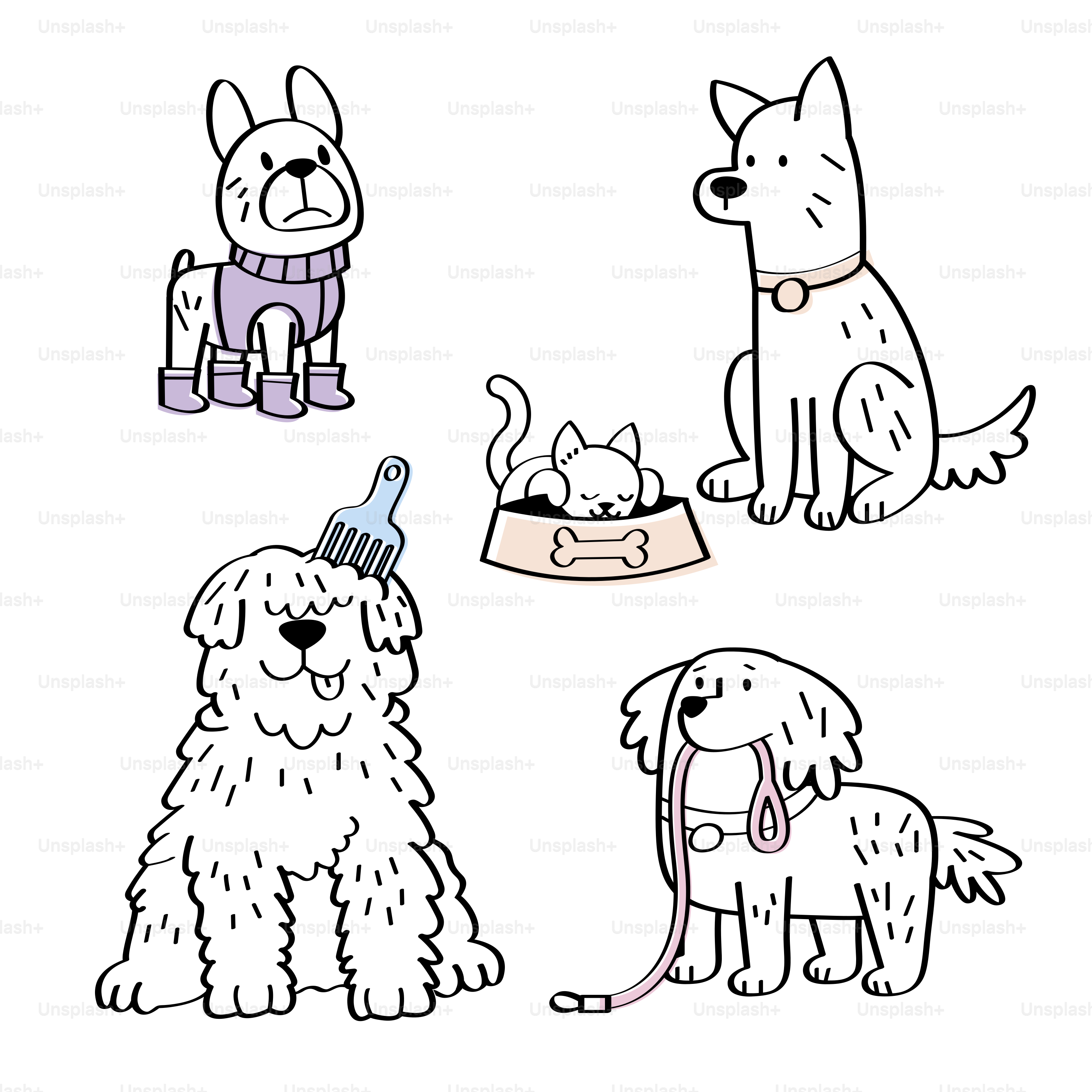 A drawing of a dog with a birthday hat