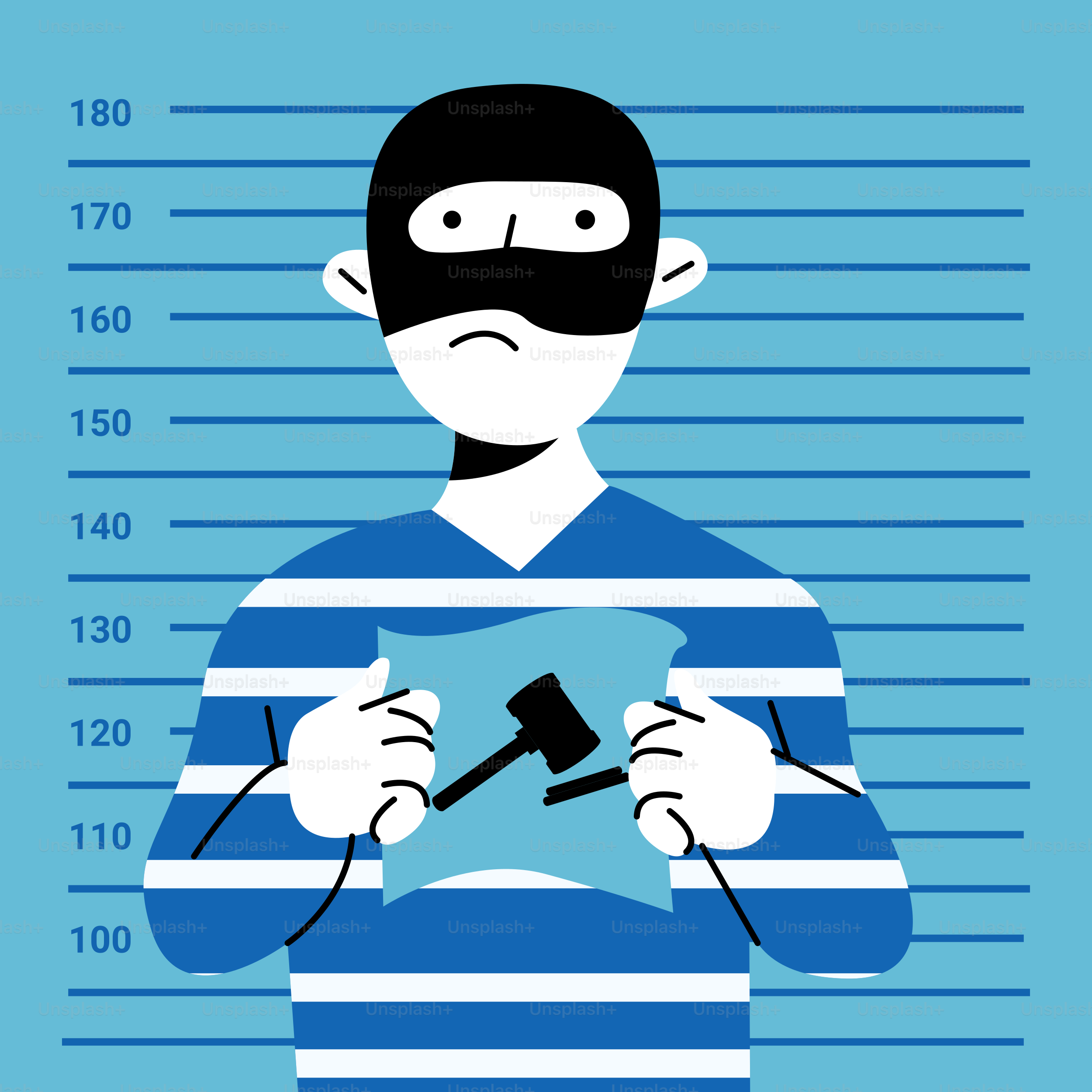 Une photo d’identité judiciaire d’un homme tenant un marteau