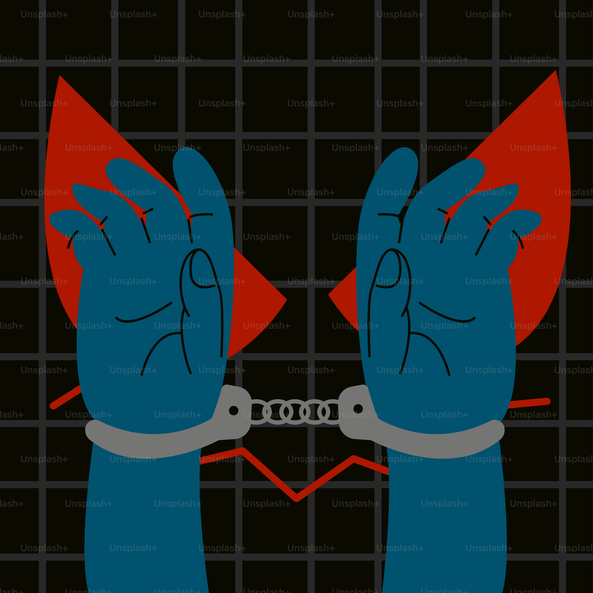 A pair of hands with handcuffs on their wrists