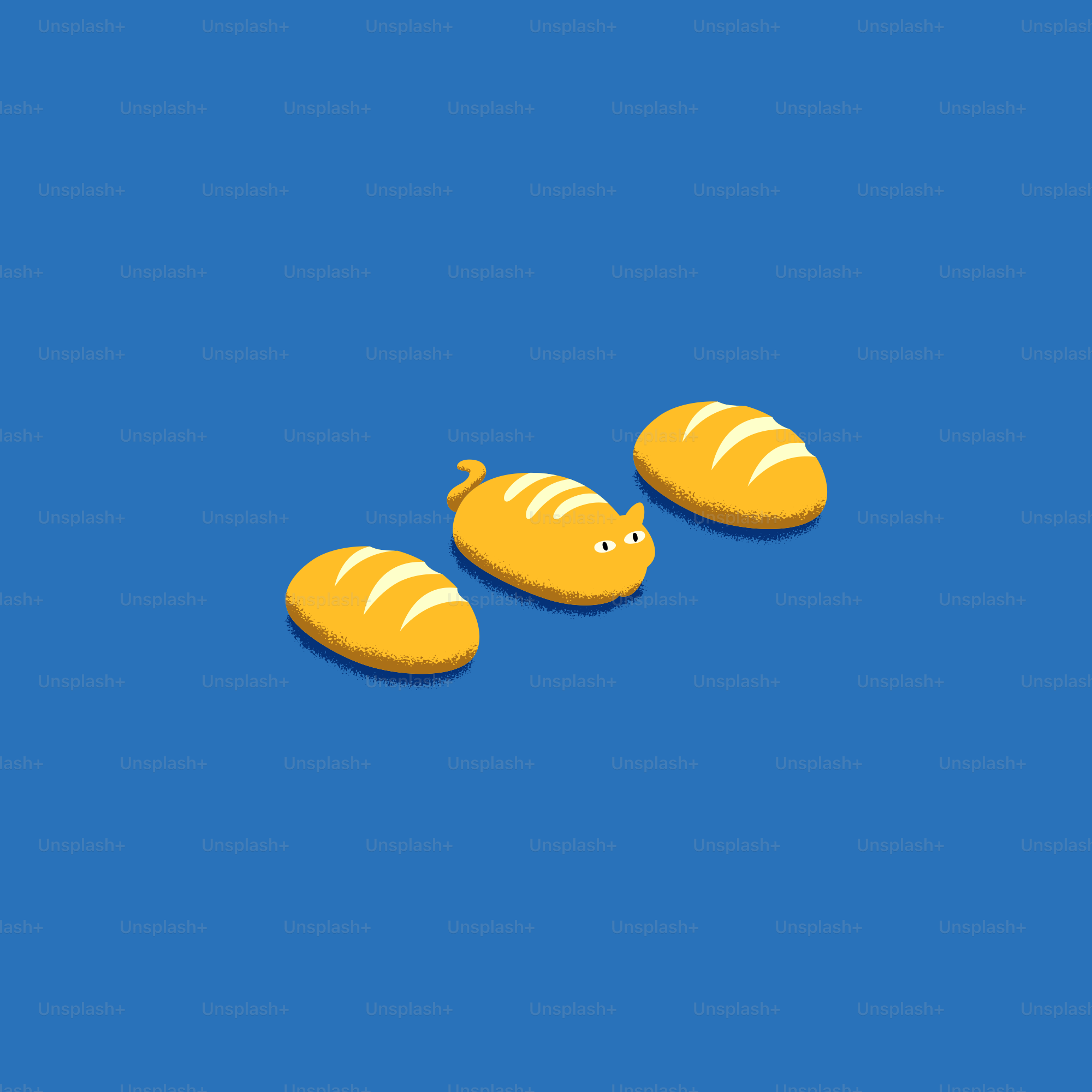 Three croissants on a blue background