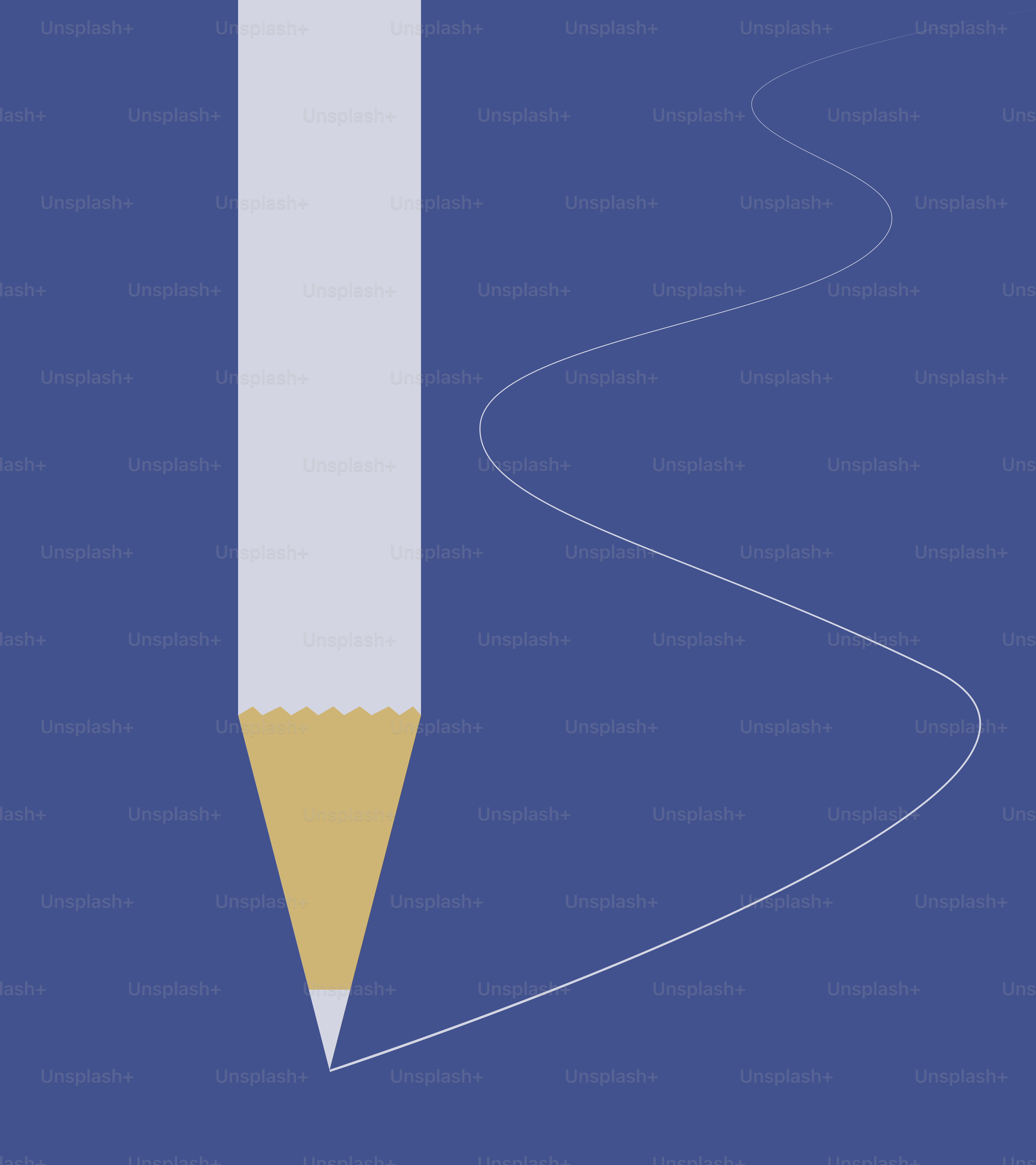 A pencil with a curved end on a blue background