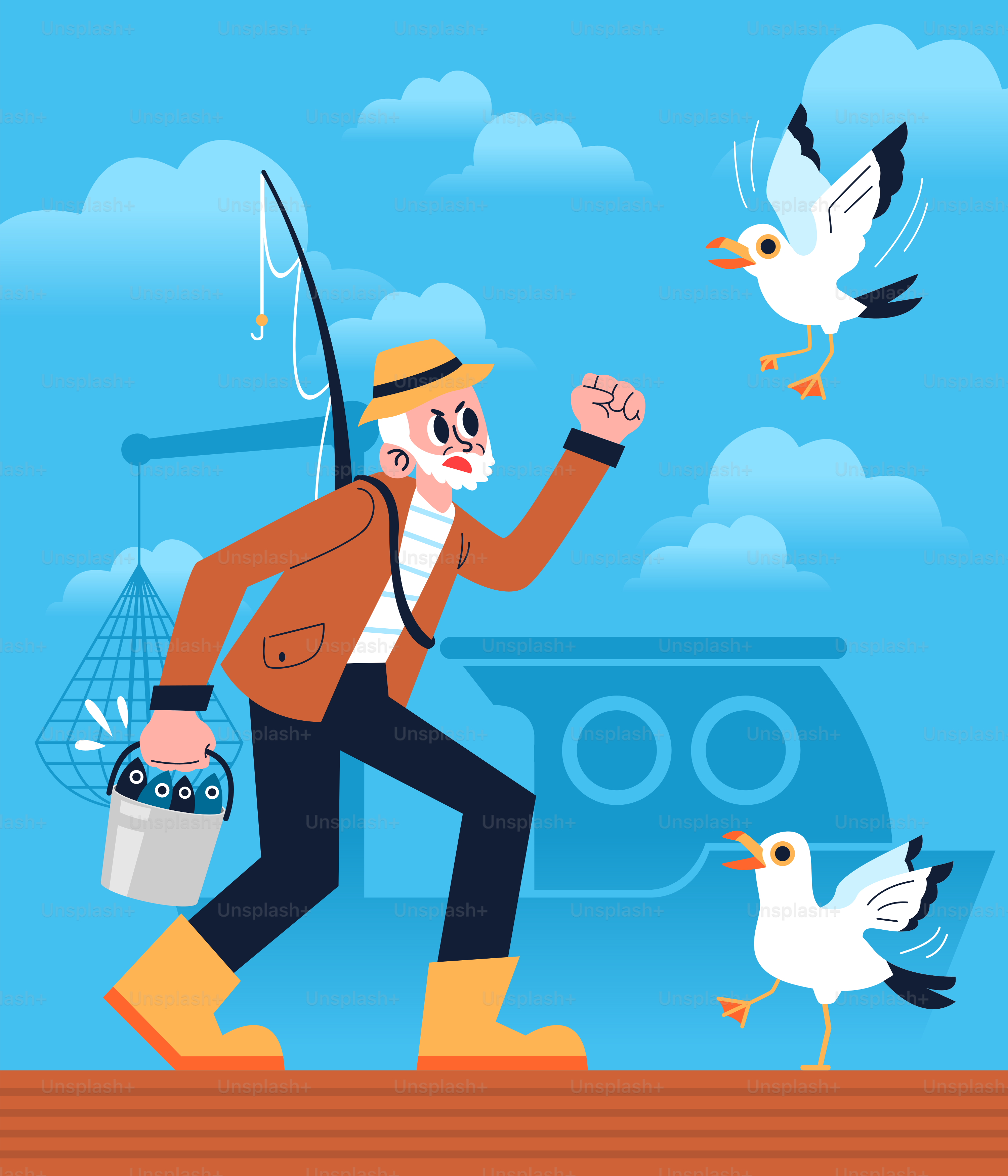 Un uomo che cammina, attraversa, un ponte con, uno, uccello sulla spalla  vettoriale – Immagine di Mare su Unsplash, image size:3000x3500