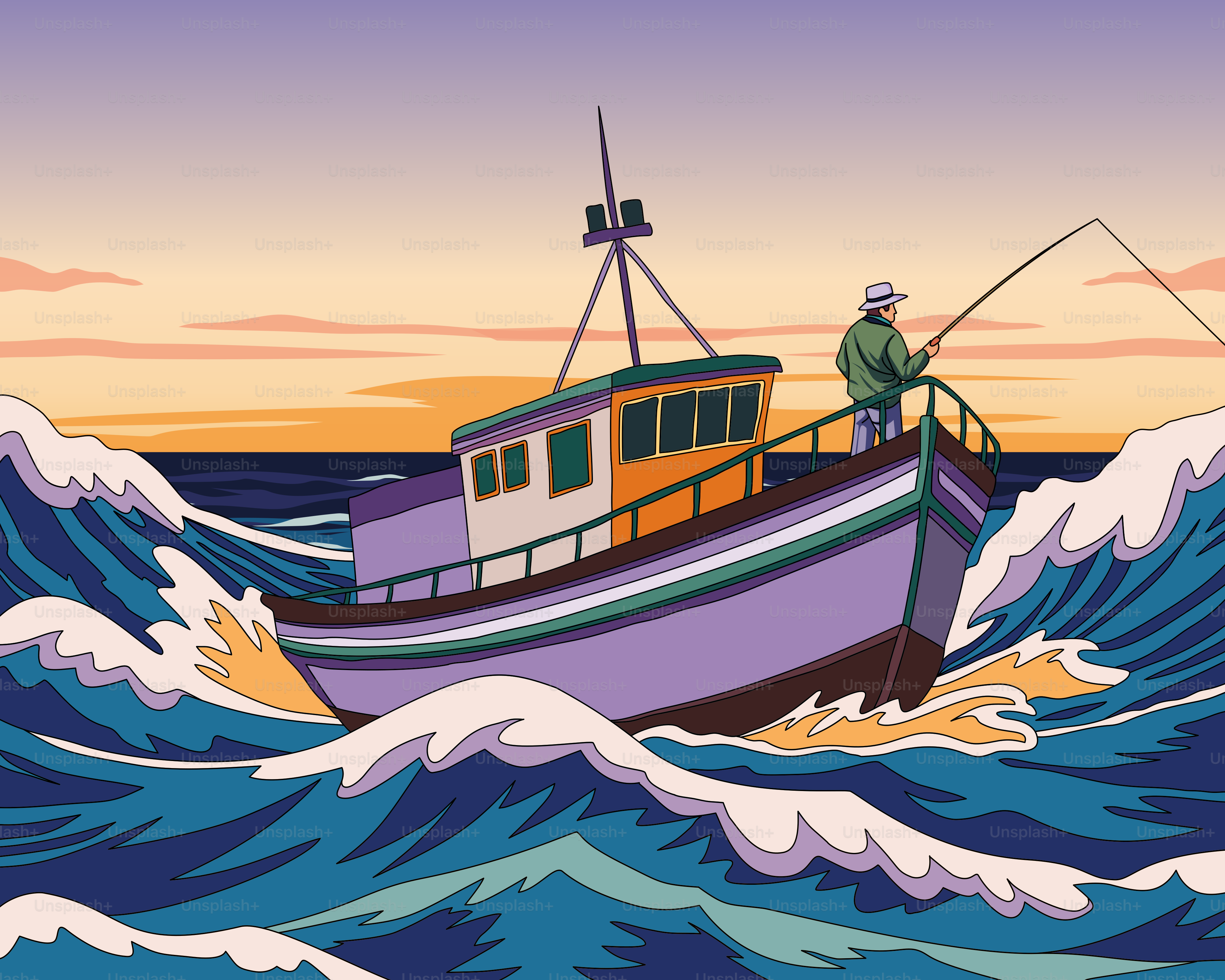 Ein Mann, der auf einem Boot im Ozean steht