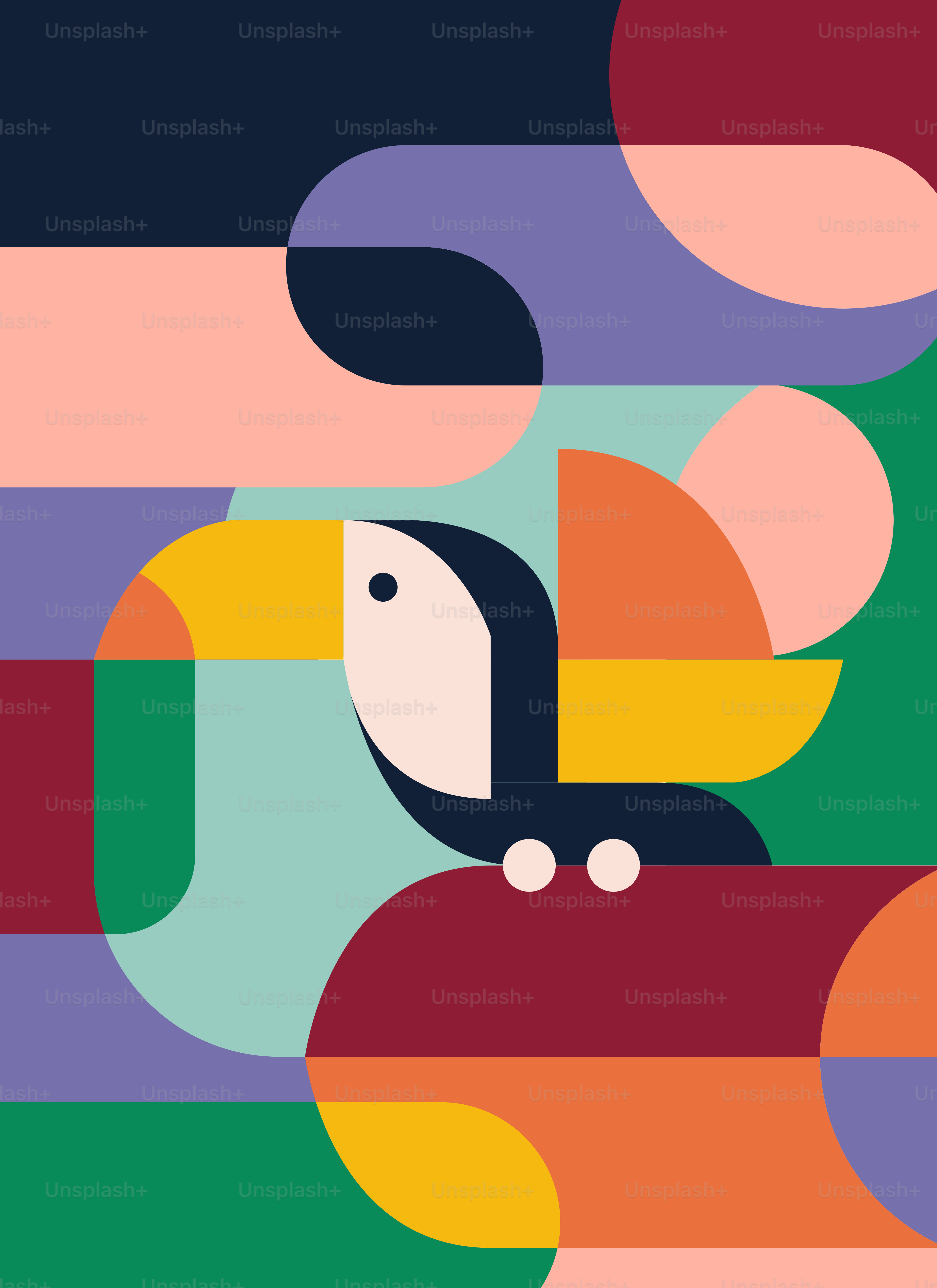 A colorful poster with a bird on it