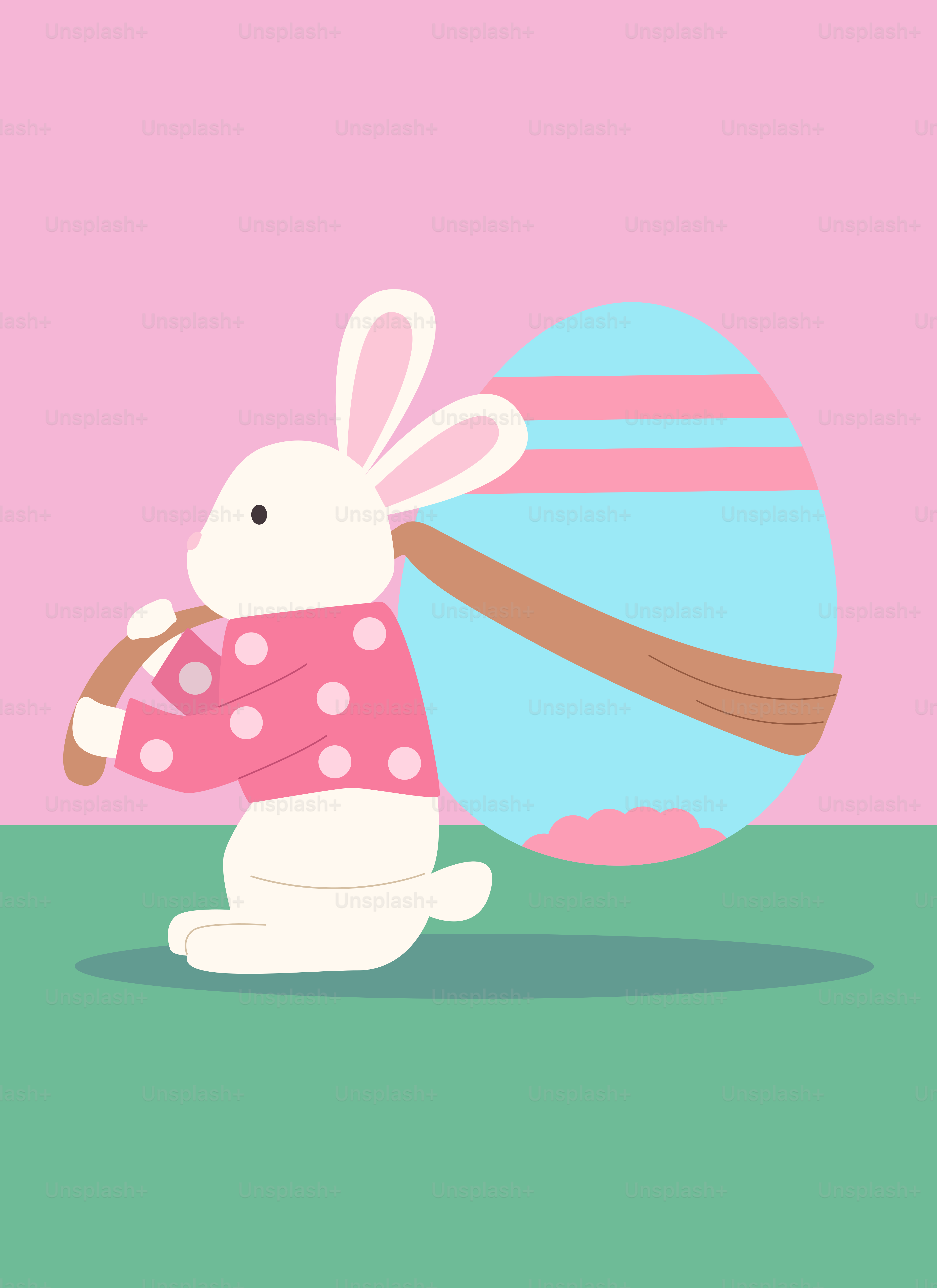 Un lapin portant un œuf de Pâques sur son dos