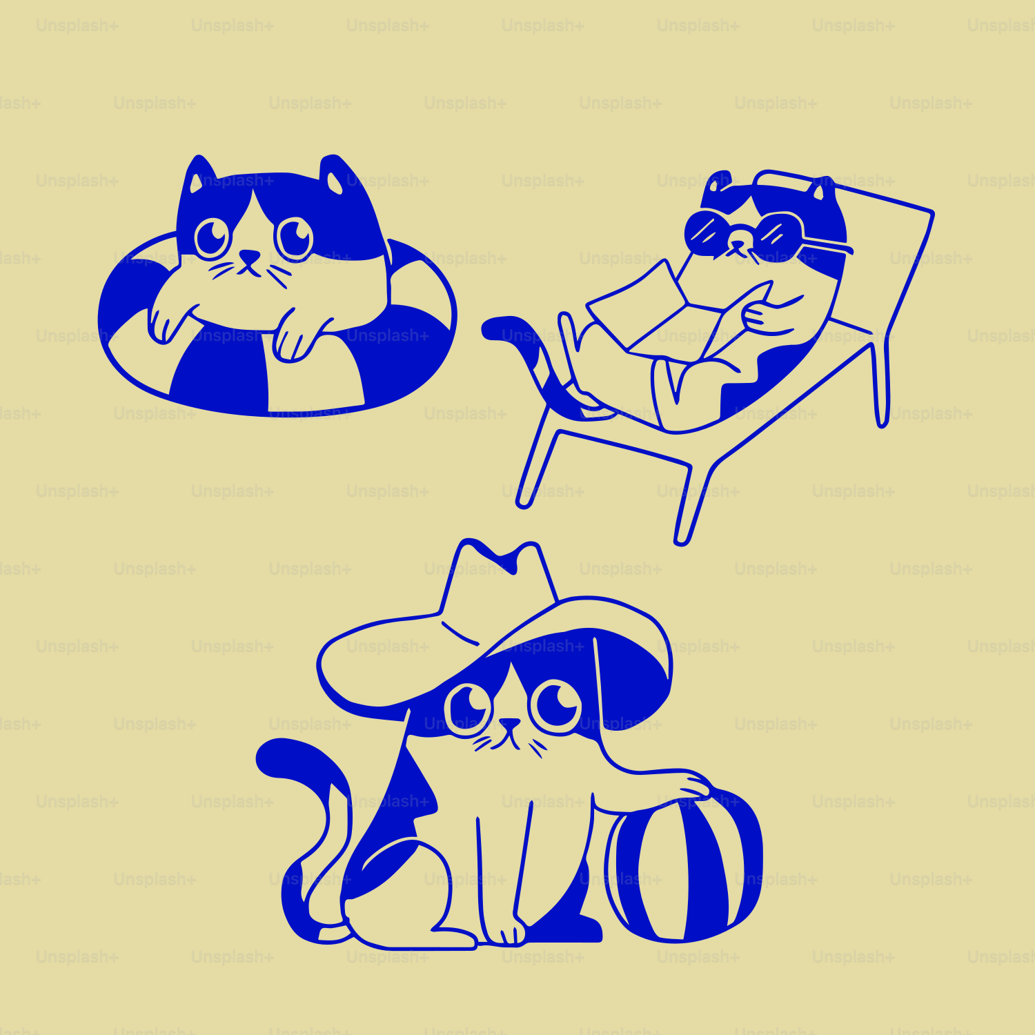 A couple of cats sitting on top of a chair