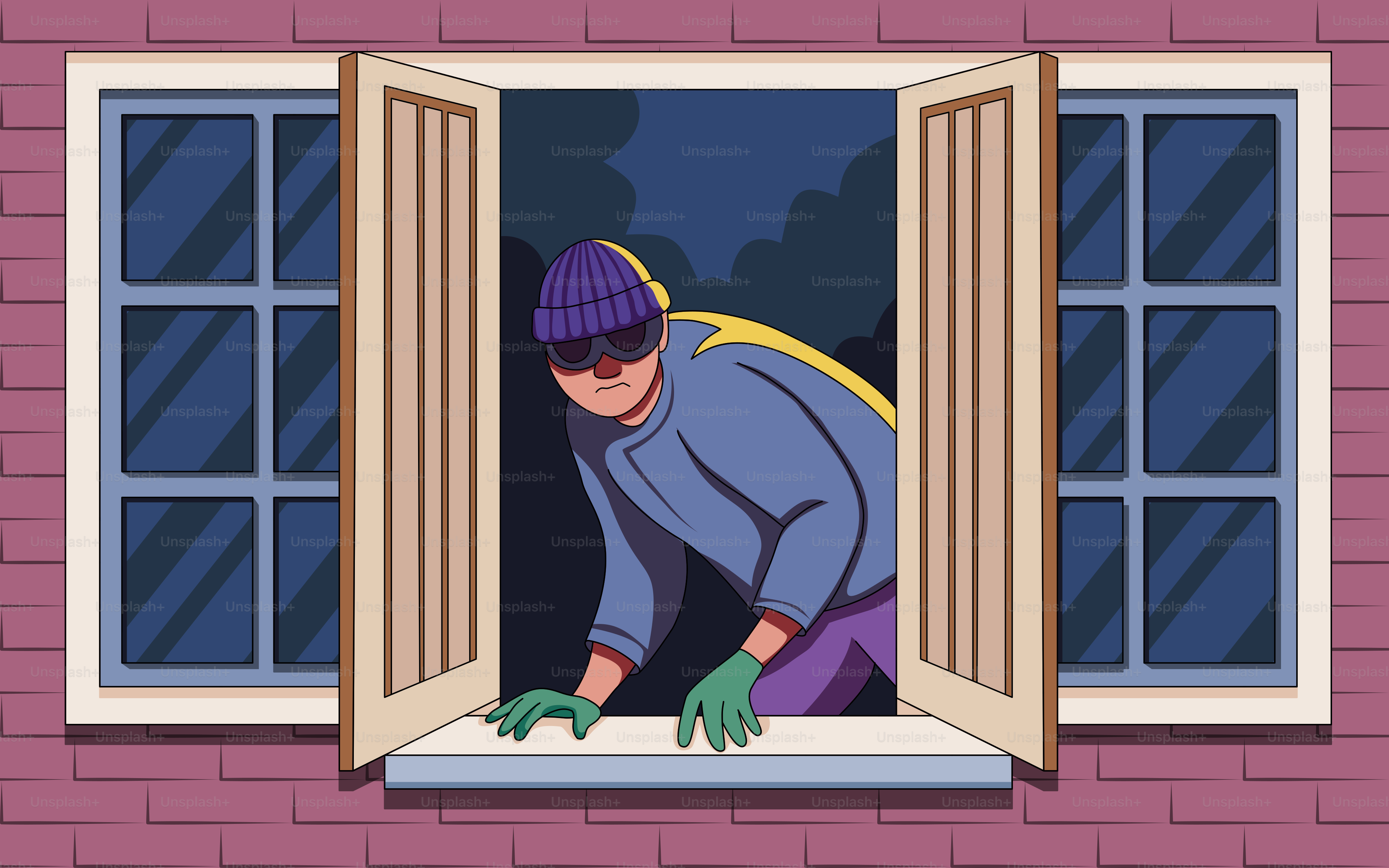 Une personne portant un chapeau violet et des gants nettoyant une fenêtre