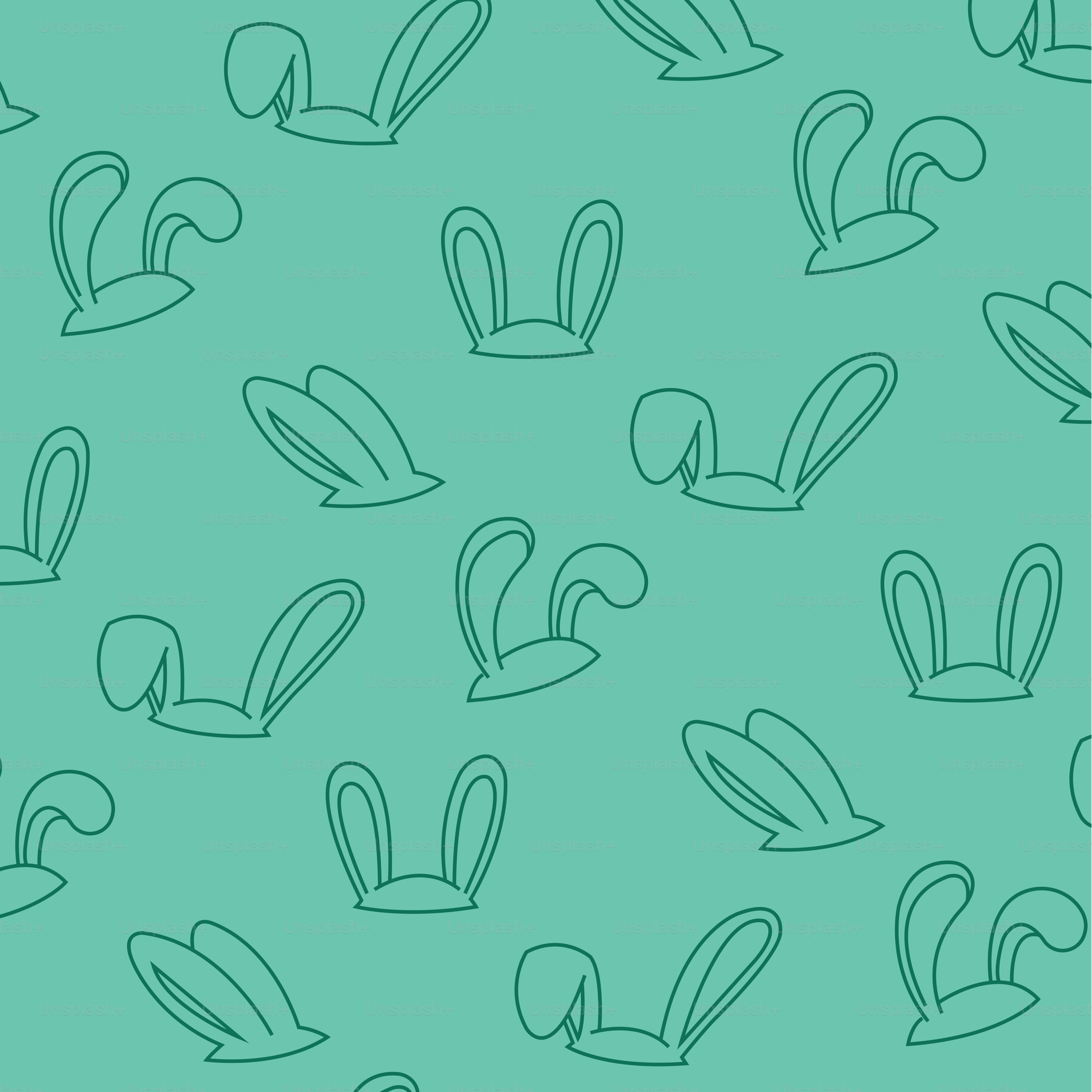 A green background with a bunch of bunny ears