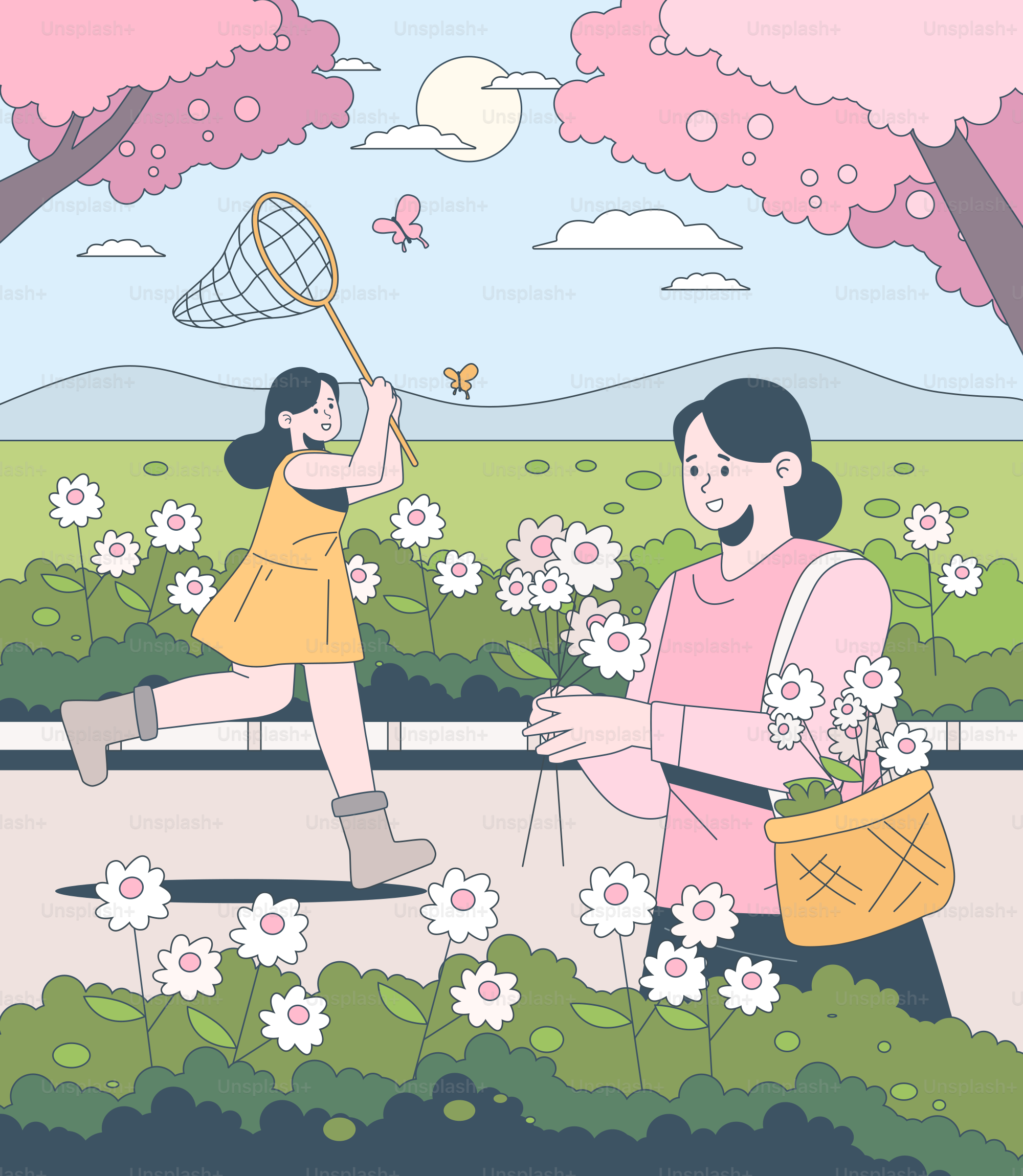 Eine Frau, die einen Tennisschläger neben ein kleines Mädchen hält