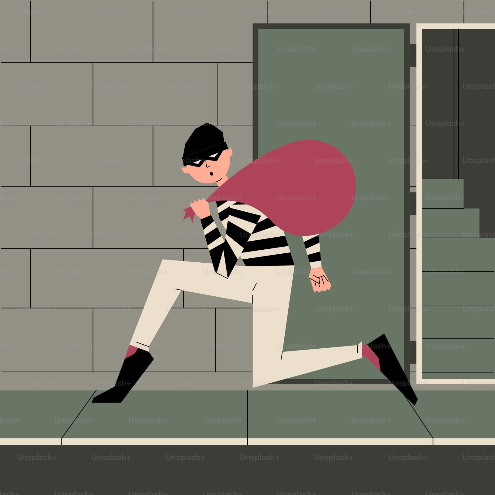 A cartoon of a burgling burgling in a jail cell