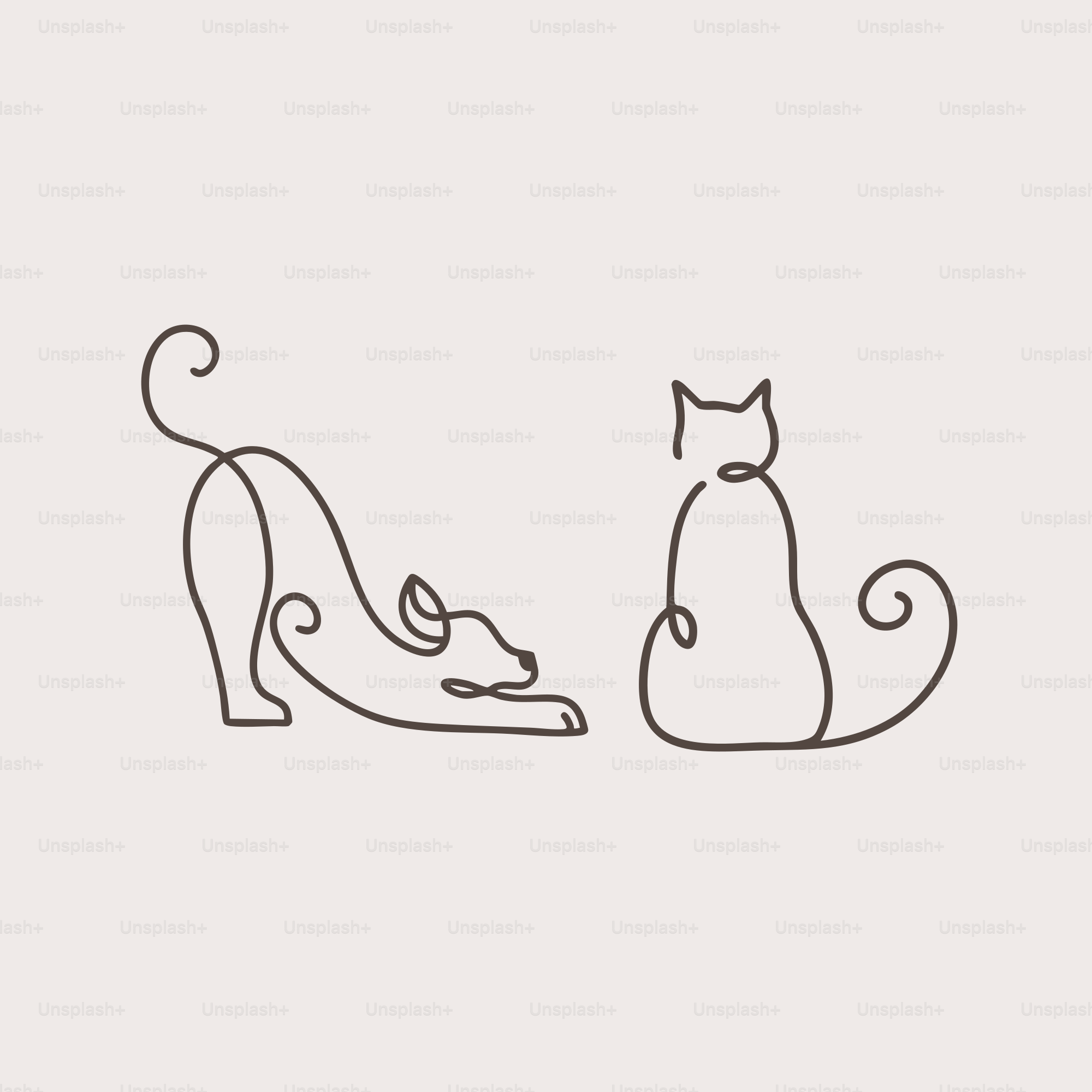 A drawing of a cat and a bird on a white background