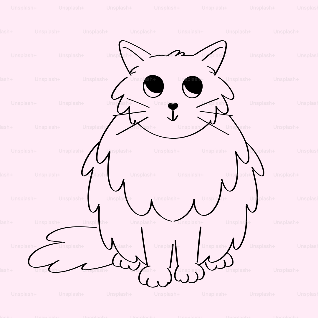 A black and white drawing of a cat