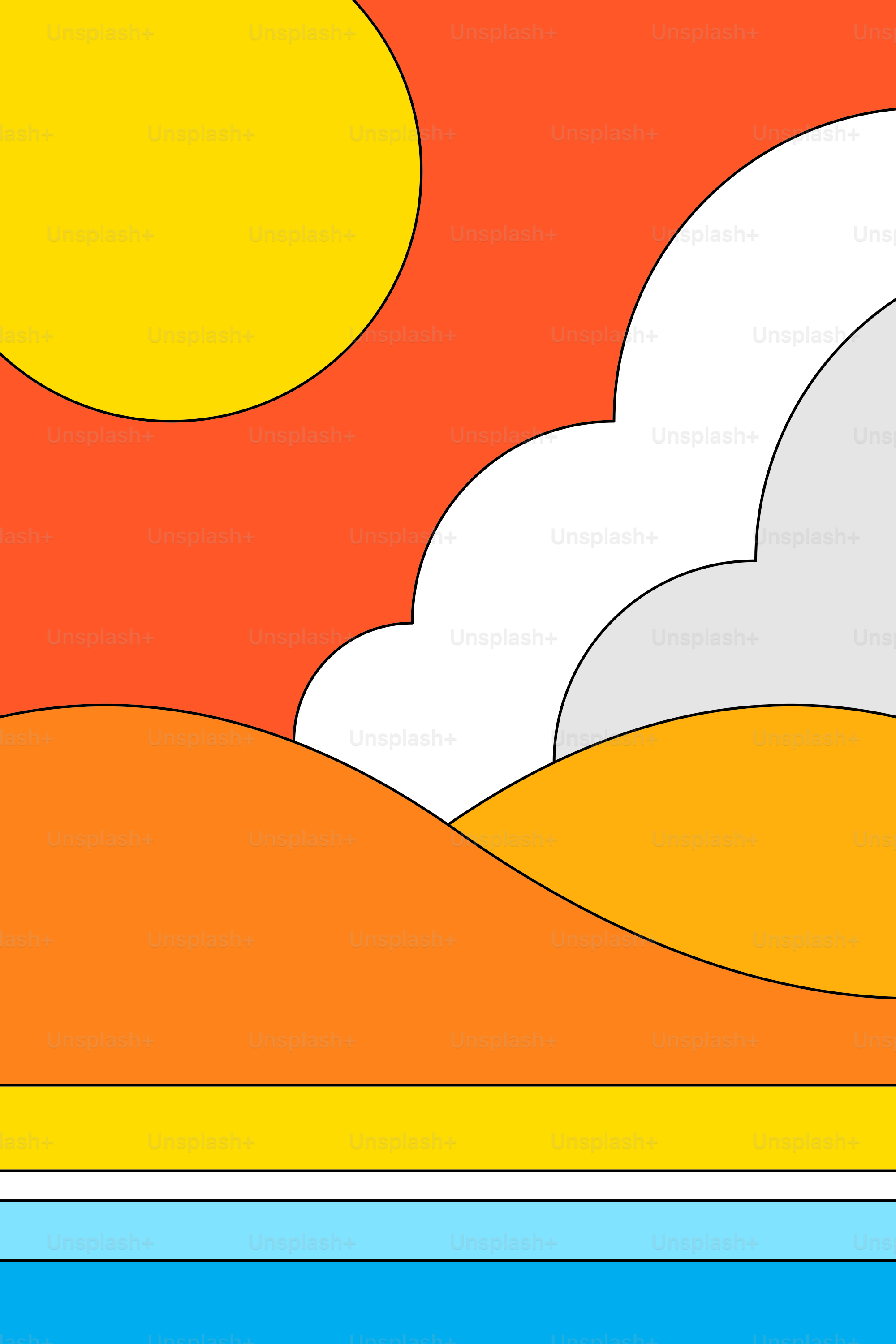 A picture of a landscape with clouds and sun