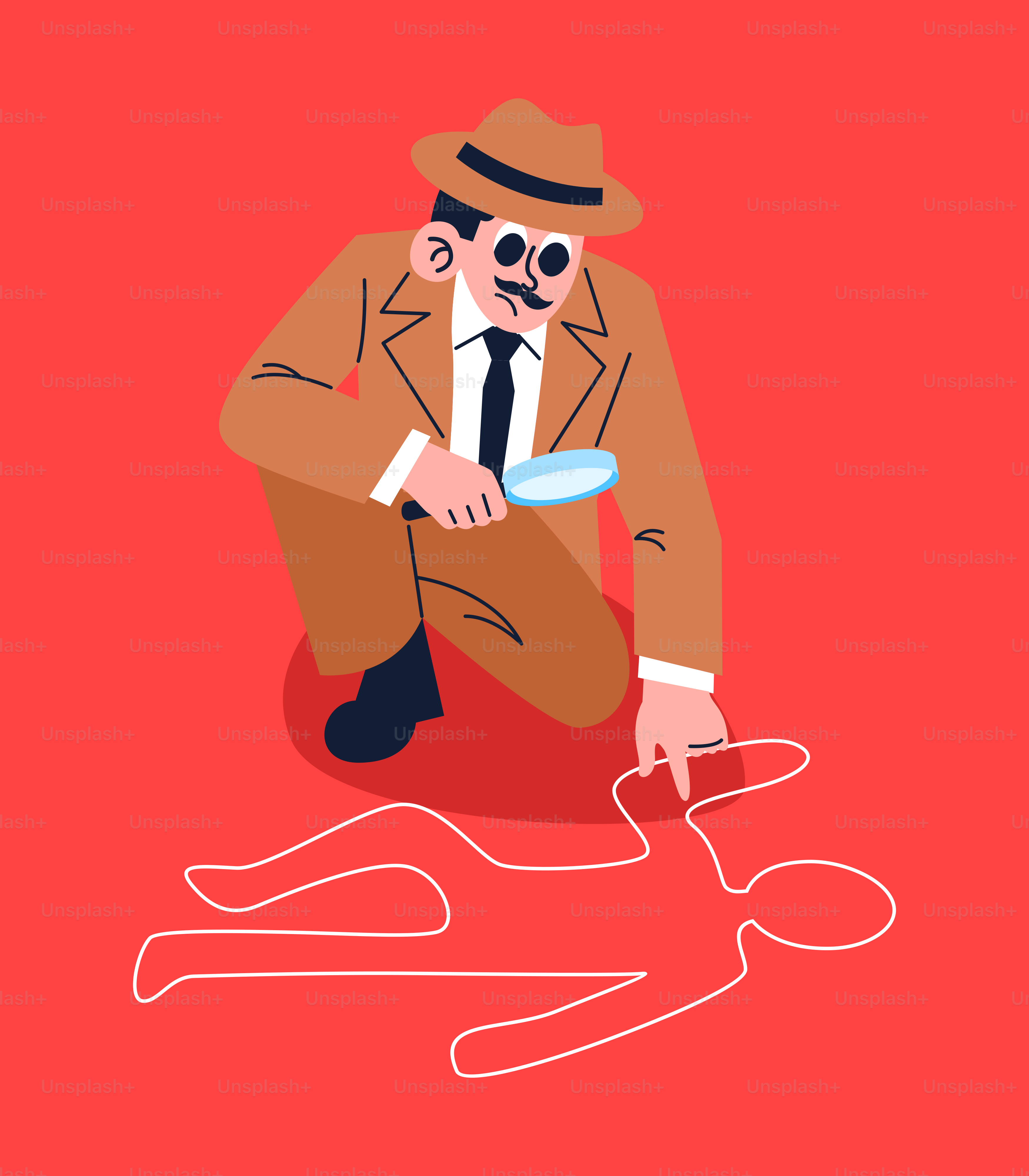 Un homme en costume et chapeau agenouillé avec une paire de ciseaux