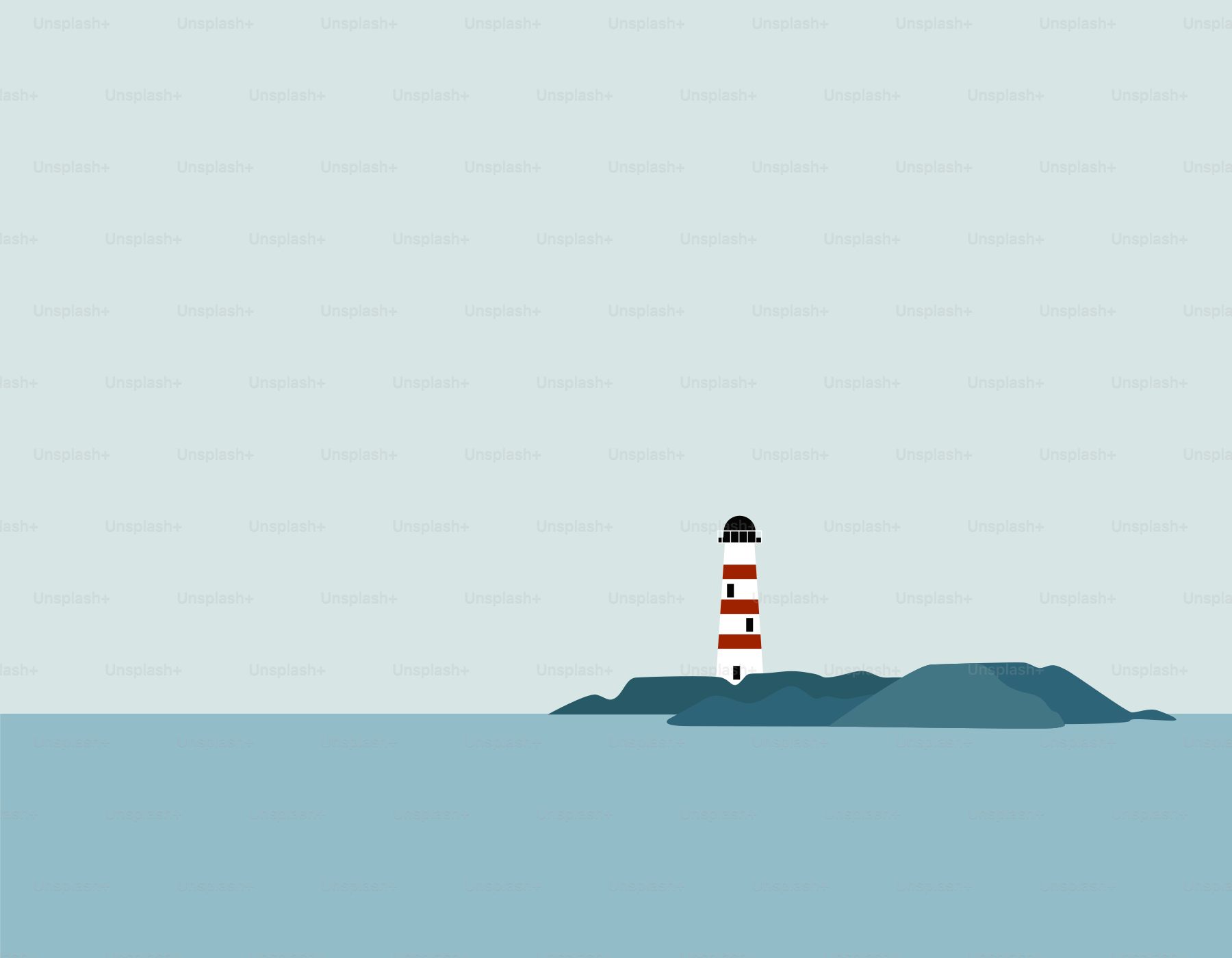 Un faro rojo y blanco situado sobre una pequeña isla