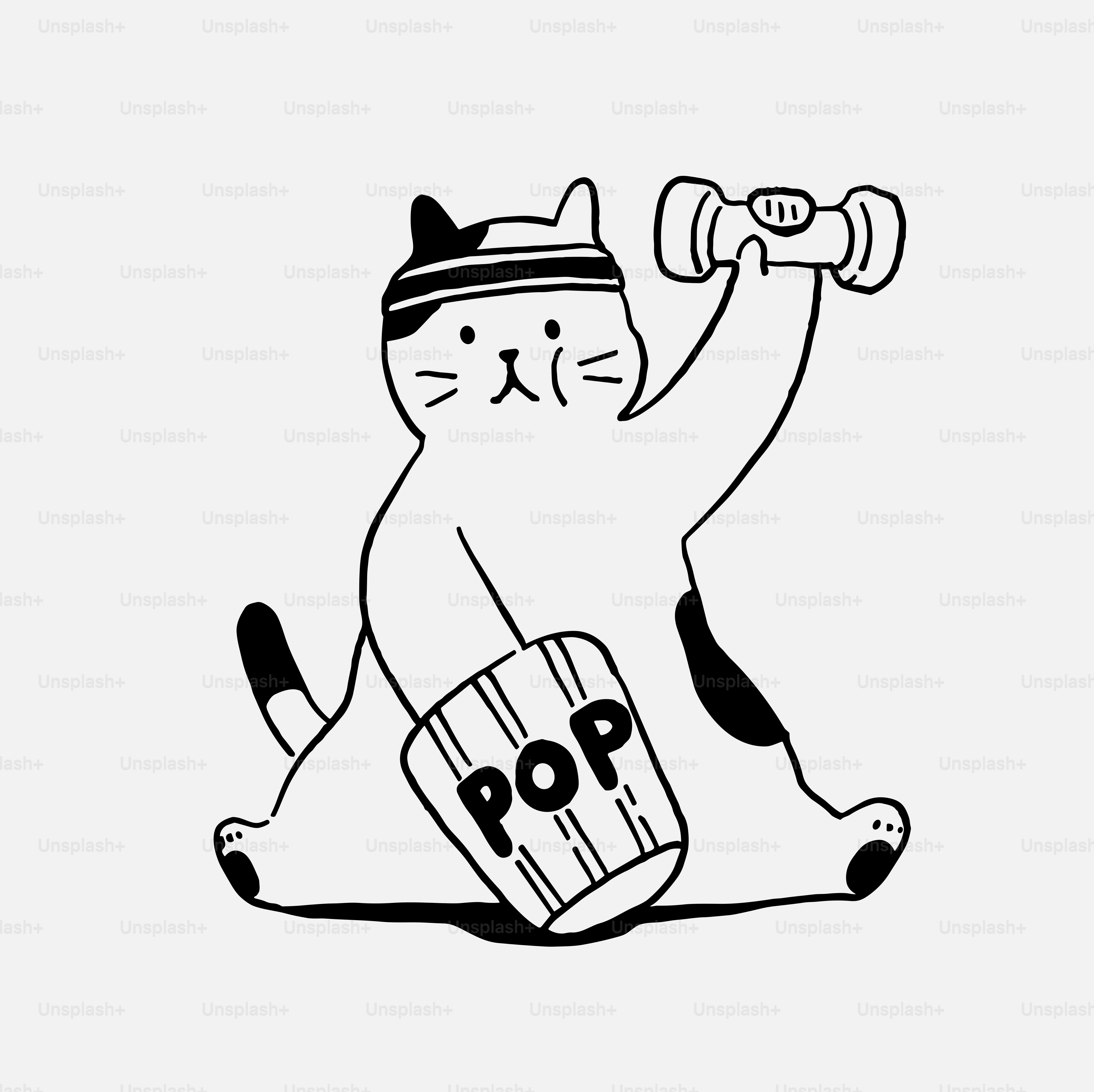 A black and white drawing of a cat sitting on a skateboard