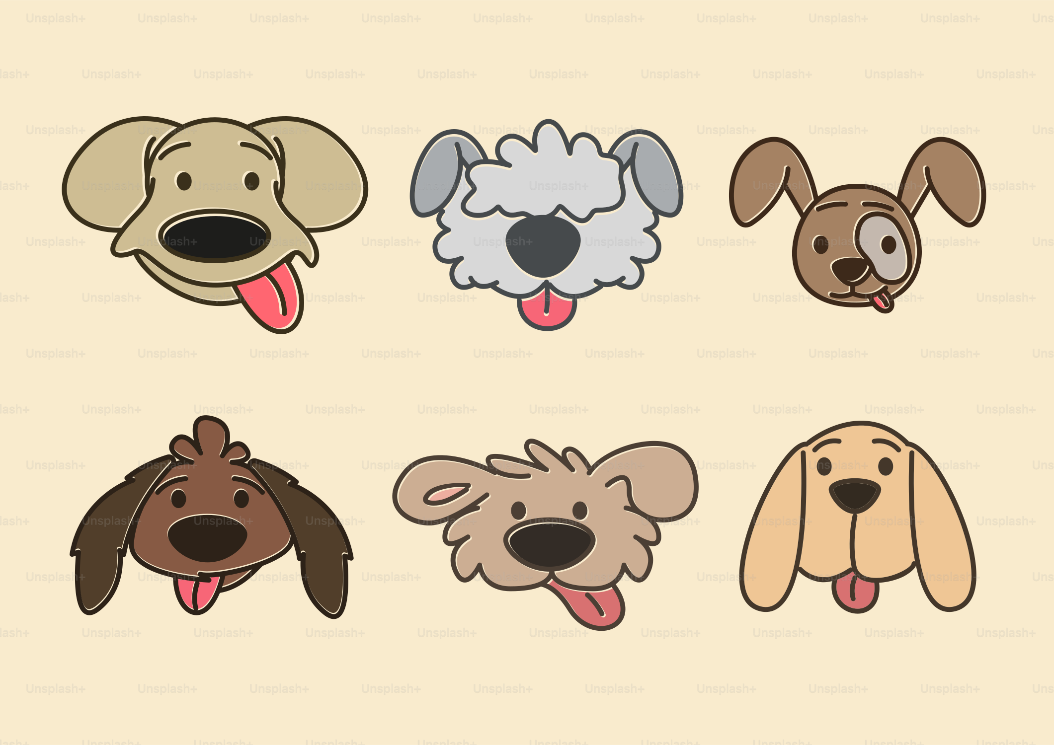 Um grupo de cachorros com a língua de fora