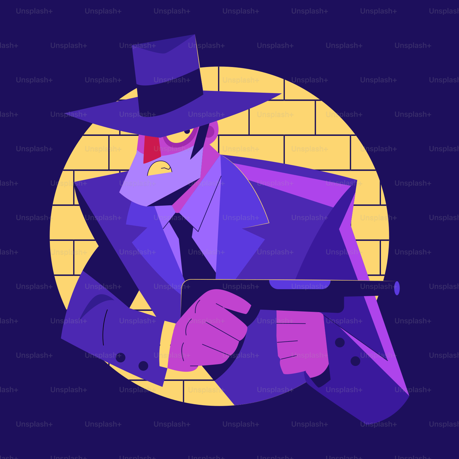 Um homem de terno roxo e chapéu segurando um tablet vetor – Imagem sobre  Arma na Unsplash, image size:3000x3000