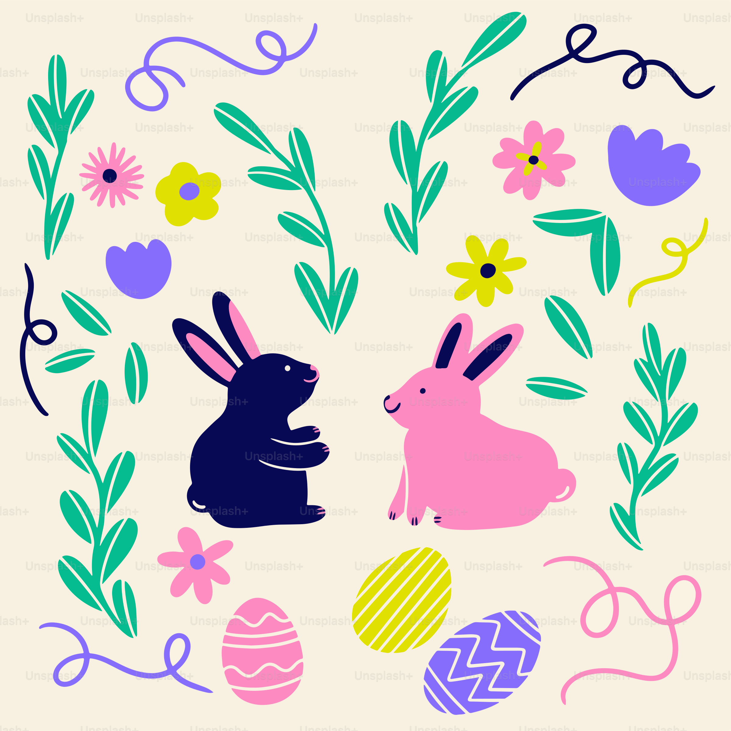 A picture of a bunny and a rabbit in a floral frame