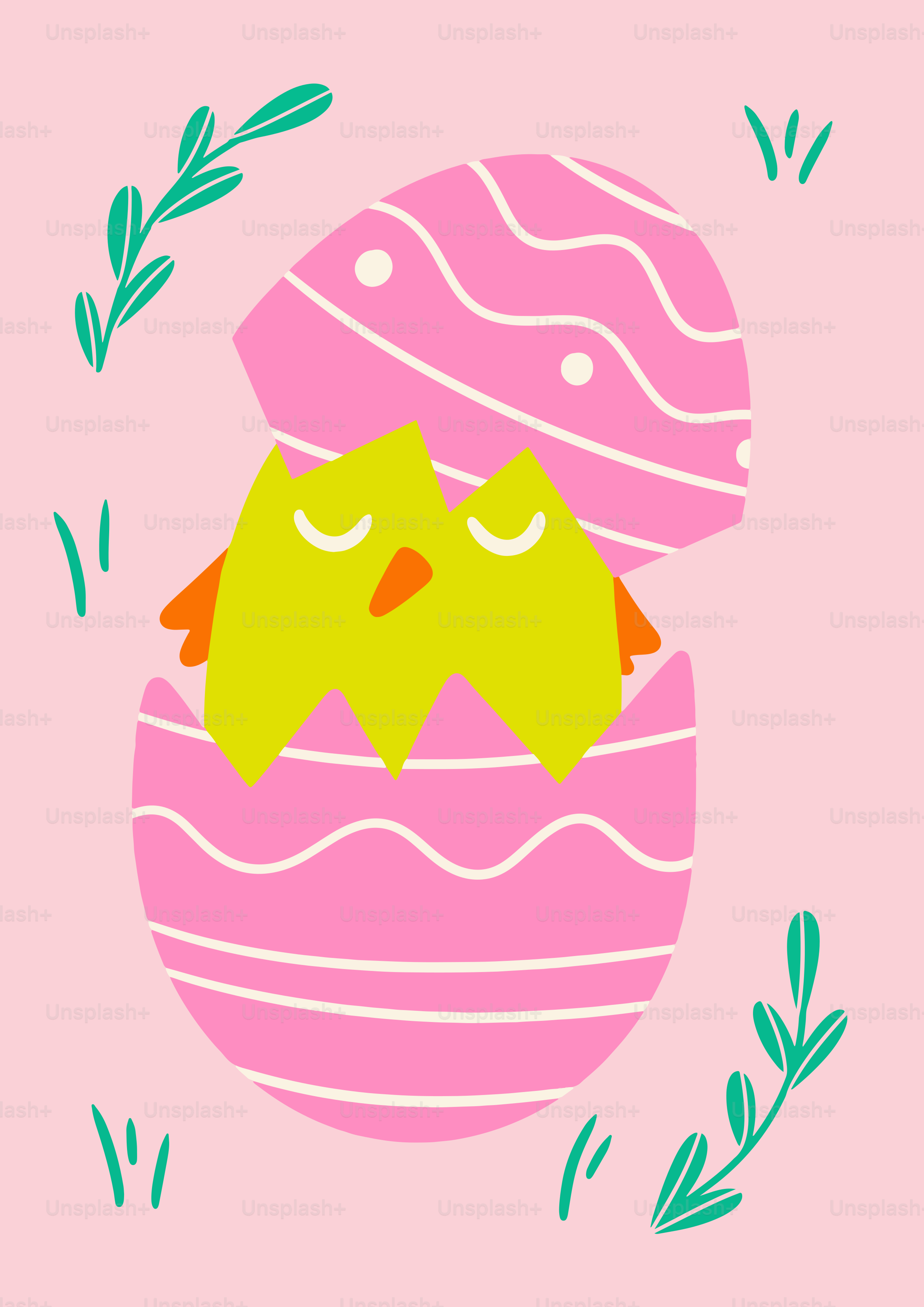 A pink card with two yellow chicks in a pink egg