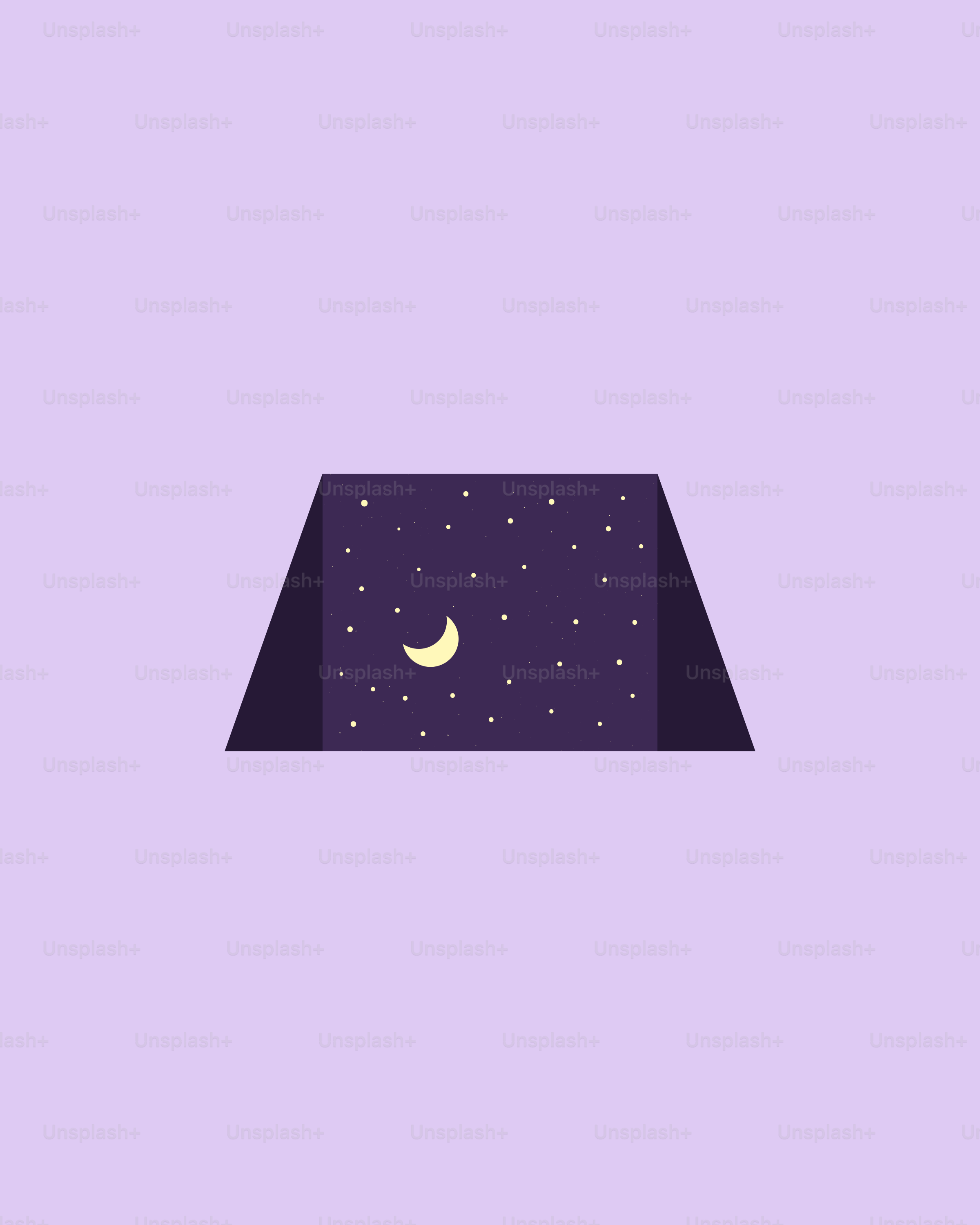 A purple room with a purple carpet and a yellow moon