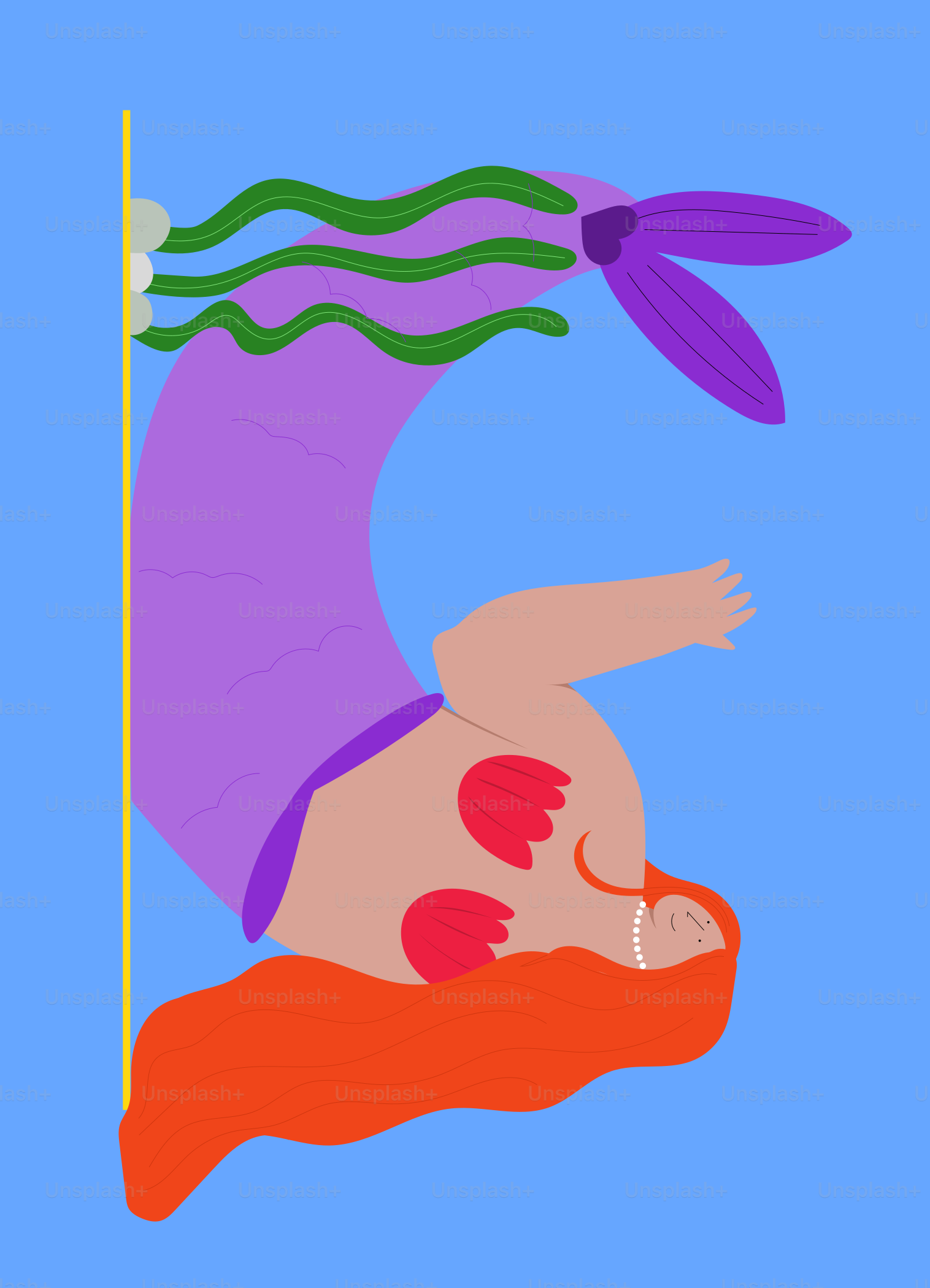 A cartoon of a woman on a surfboard