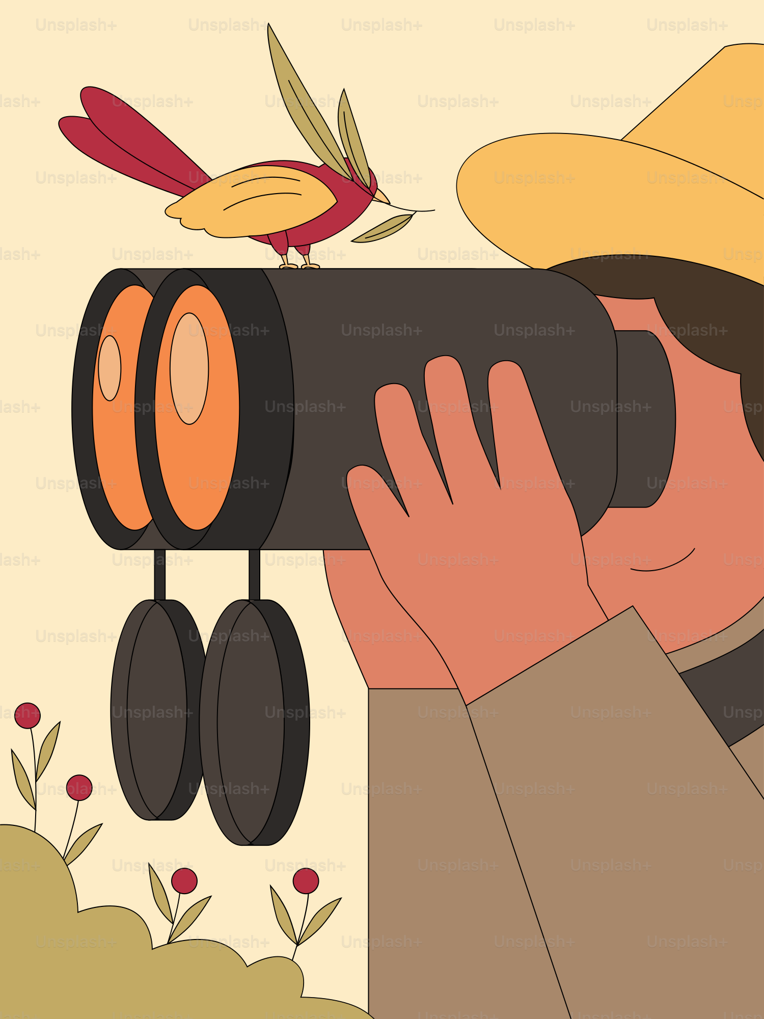 Ein Mann, der mit einer Kamera ein Foto von einem Vogel macht